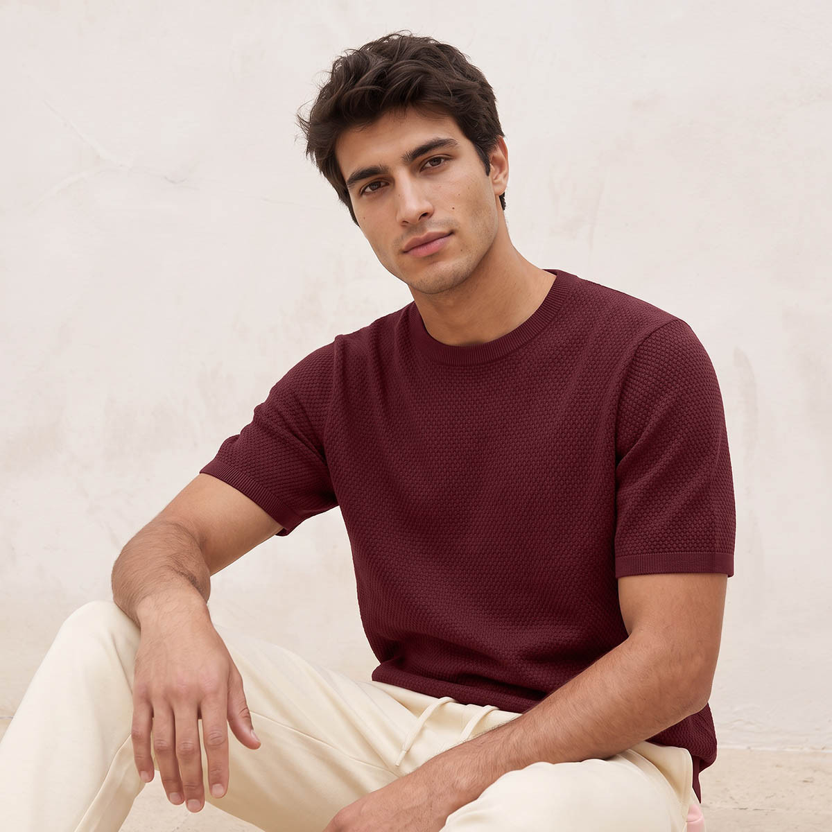 Splash Iconic Crew Neck Popcorn Textured T-shirt-PROMO_SP_OM_2FOR10_5_130625-image-2