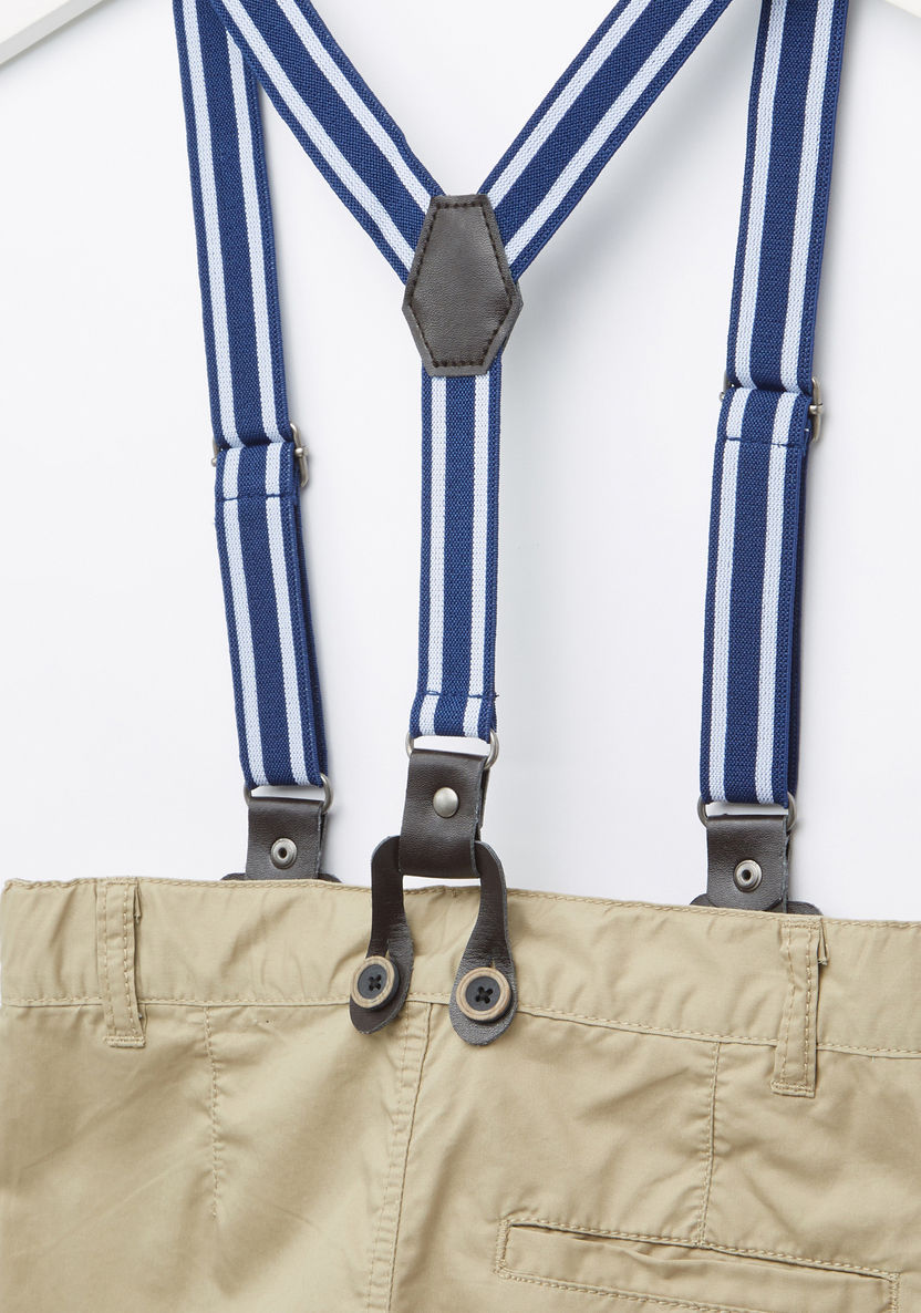 Bossini Pocket Detail Shorts with Suspenders and Button Closure-Shorts-image-3