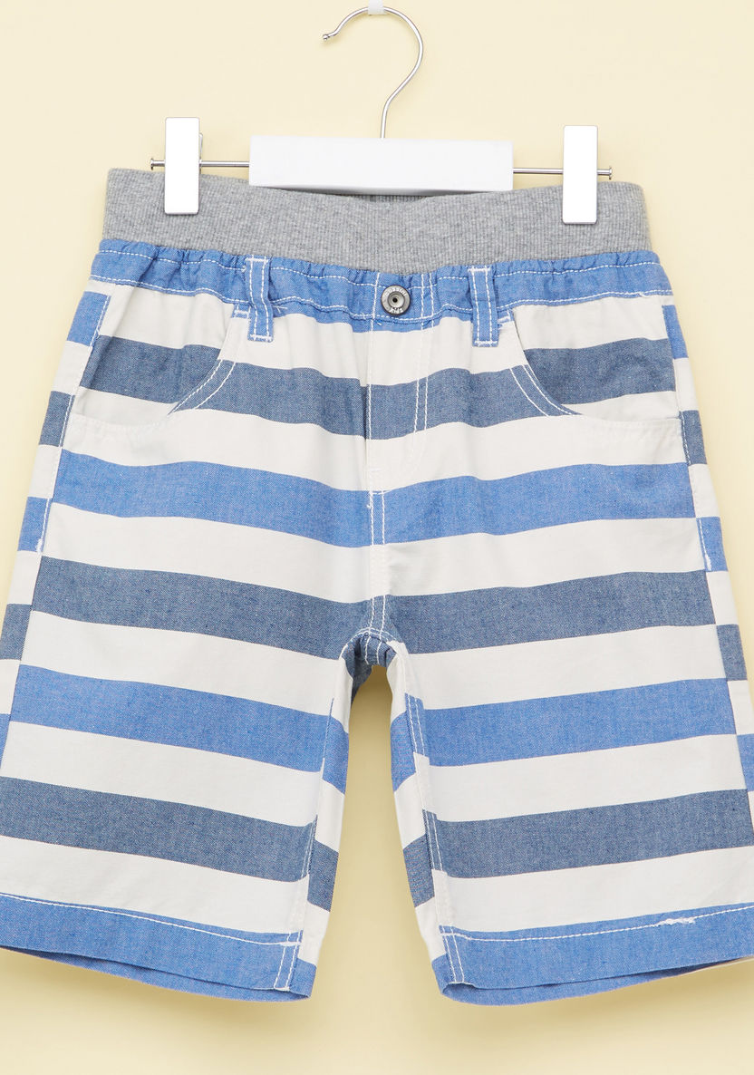 Bossini Striped Shorts with Button Closure and Pocket Detail-Shorts-image-0