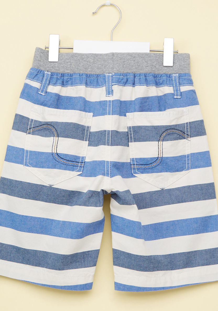 Bossini Striped Shorts with Button Closure and Pocket Detail-Shorts-image-2