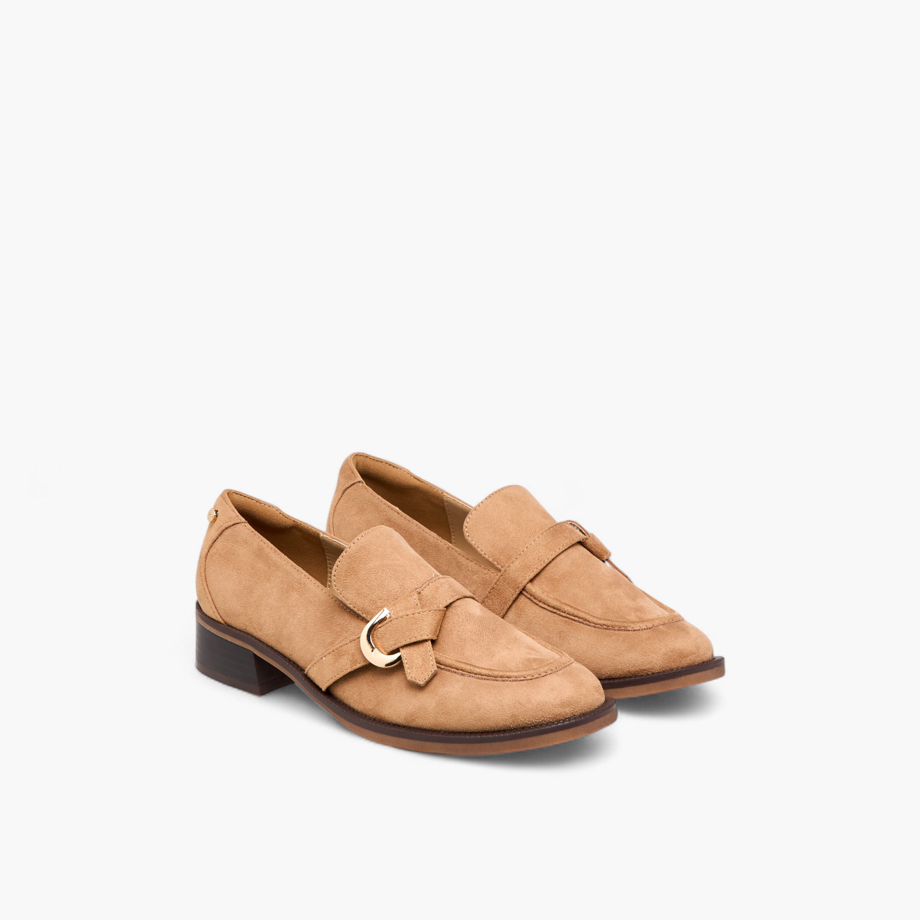 Celeste Women's Buckle Detail Block Heel Loafers-women-shoes-loafersandmoccasins-image-1