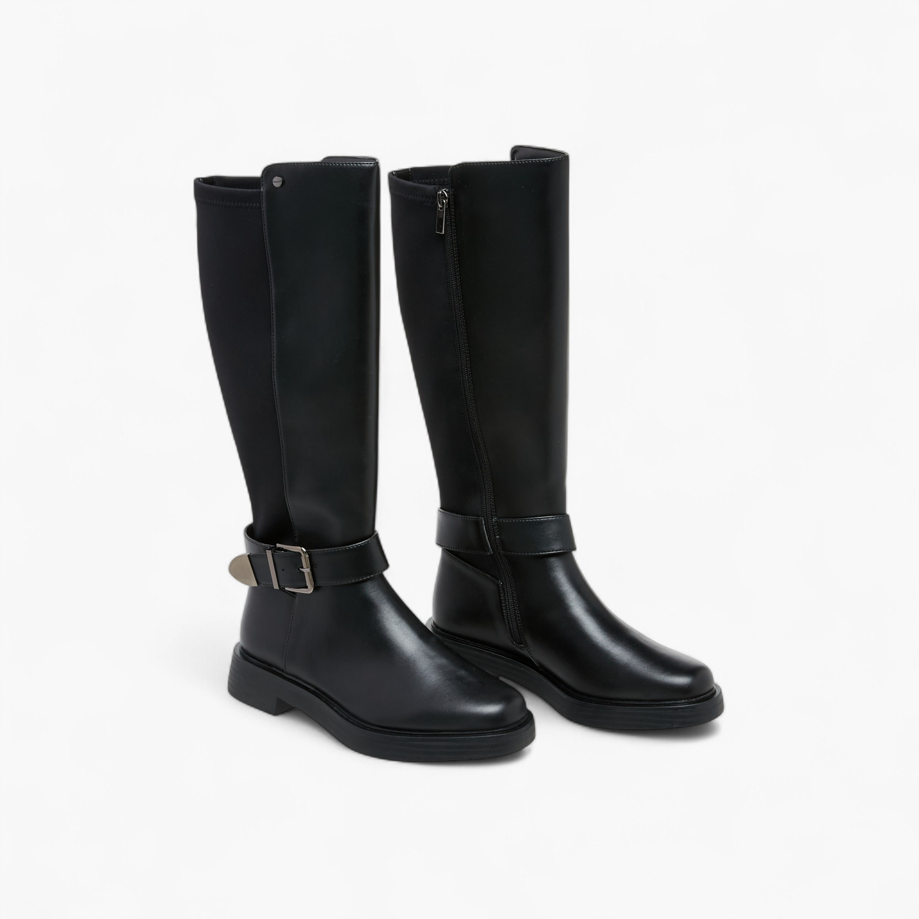 Celeste Women's Panelled High Shaft Boots with Zip Closure-women-shoes-boots-image-1