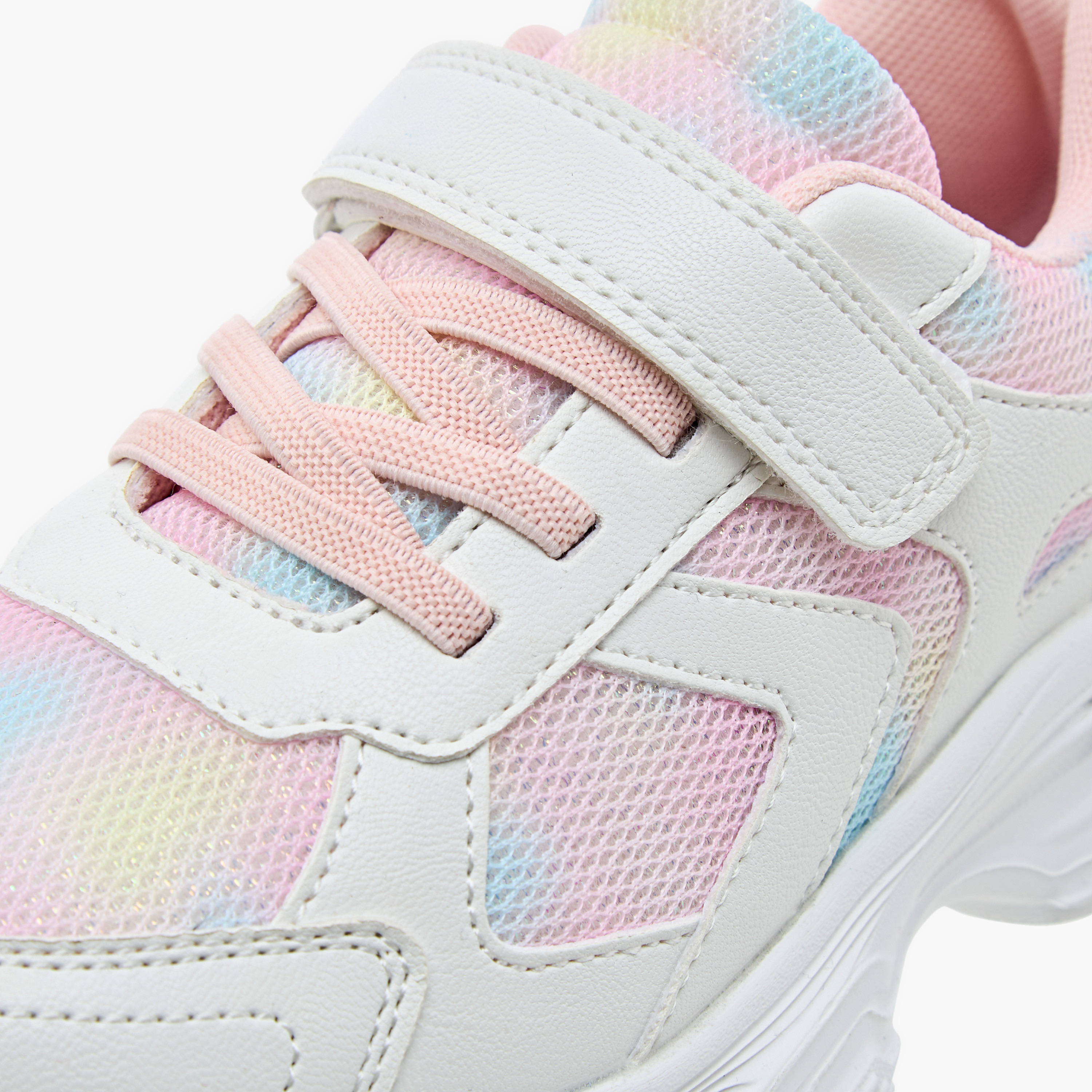 Juniors Panelled Sneakers with Hook and Loop Closure-girls-shoes-sneakers-image-4