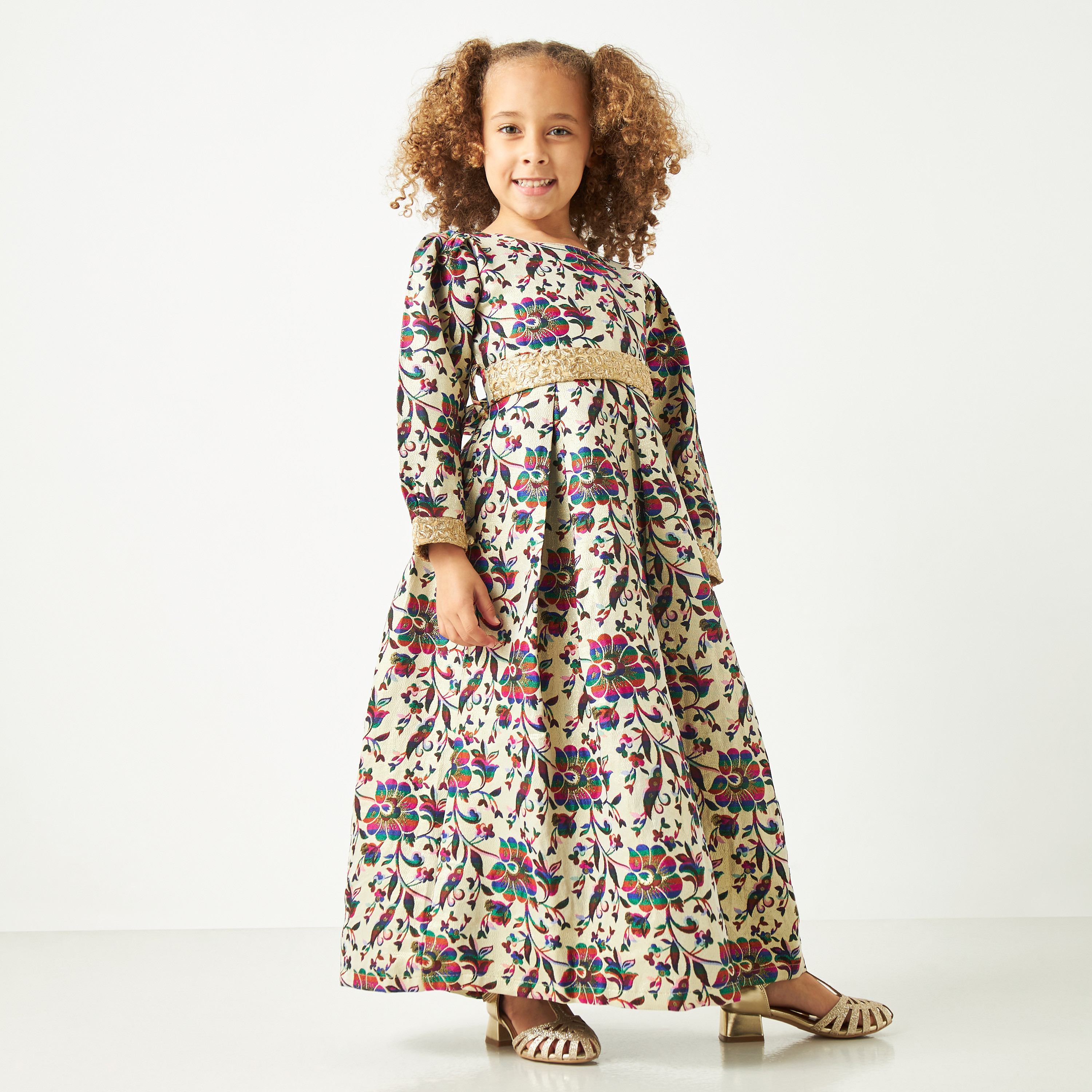 فستان ماكسي بأكمام طويلة وطبعات زهرية من ليتل جولدن أبل-girls-clothing-dressesandjumpsuits-image-1