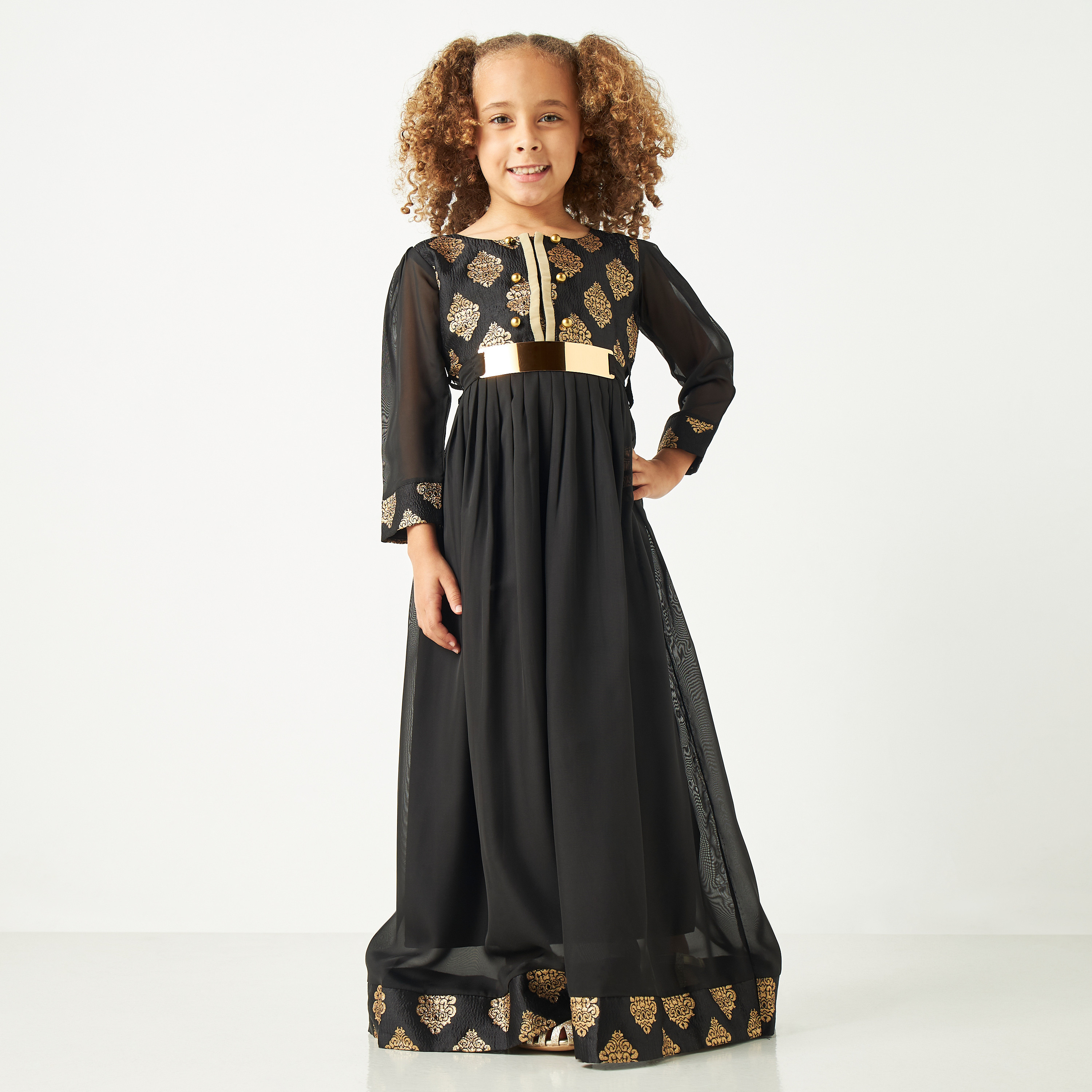 فستان ماكسي مزين بأكمام طويلة من ليتل جولدن أبل-girls-clothing-dressesandjumpsuits-image-1