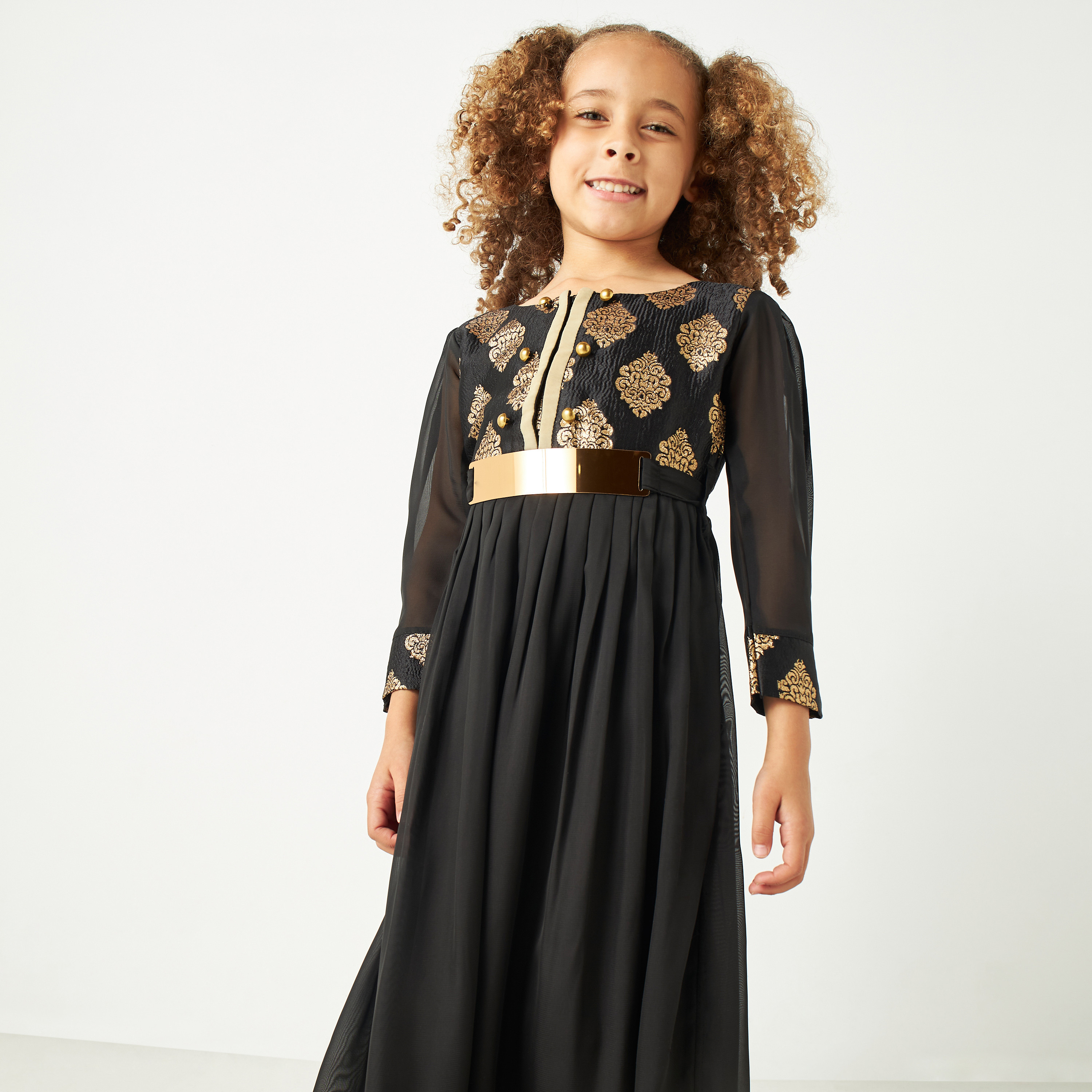 فستان ماكسي مزين بأكمام طويلة من ليتل جولدن أبل-girls-clothing-dressesandjumpsuits-image-2