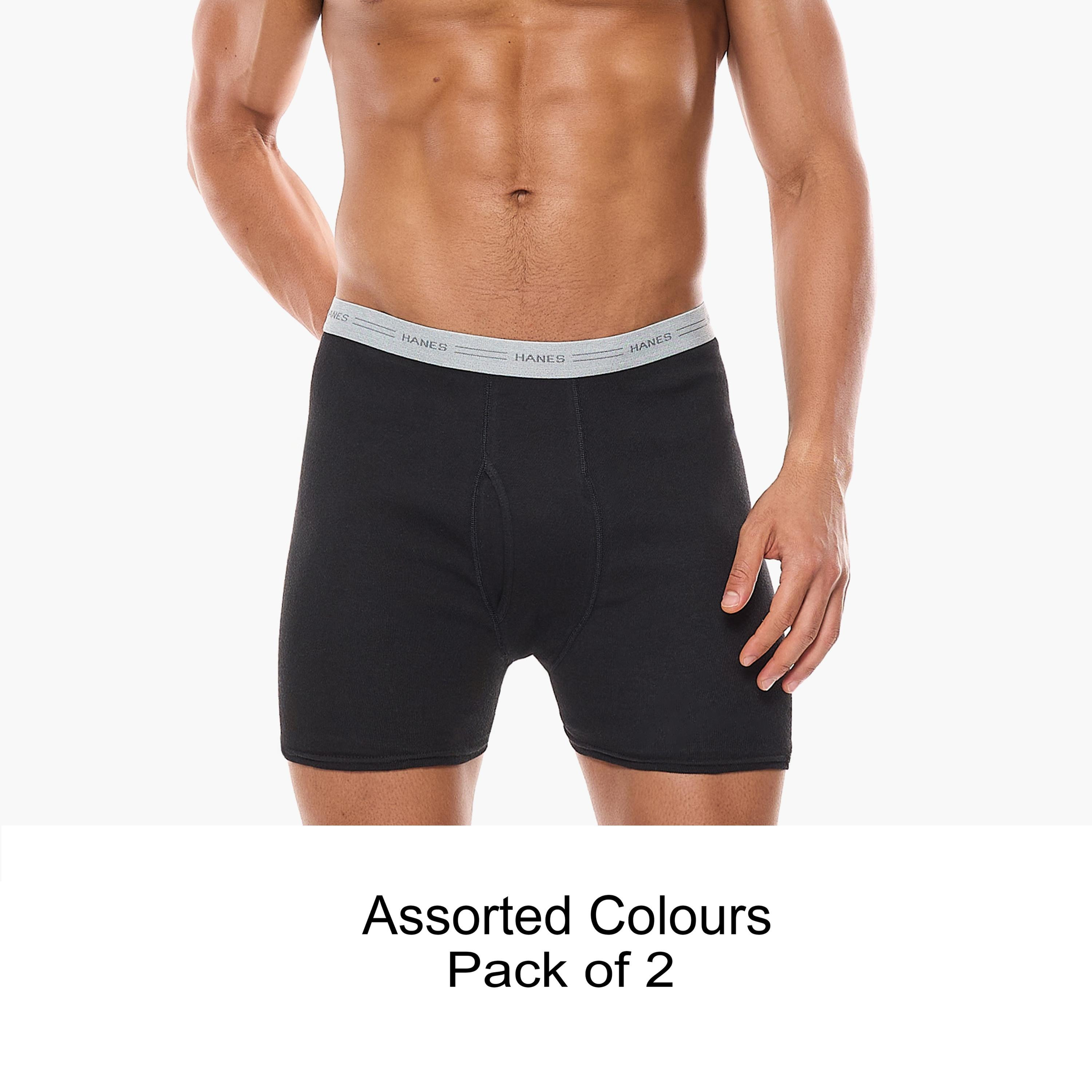 Hanes Assorted Pack of 2 Brand Print Waistband Men's Boxer Briefs-men-clothing-innerwear-underwear-image-1