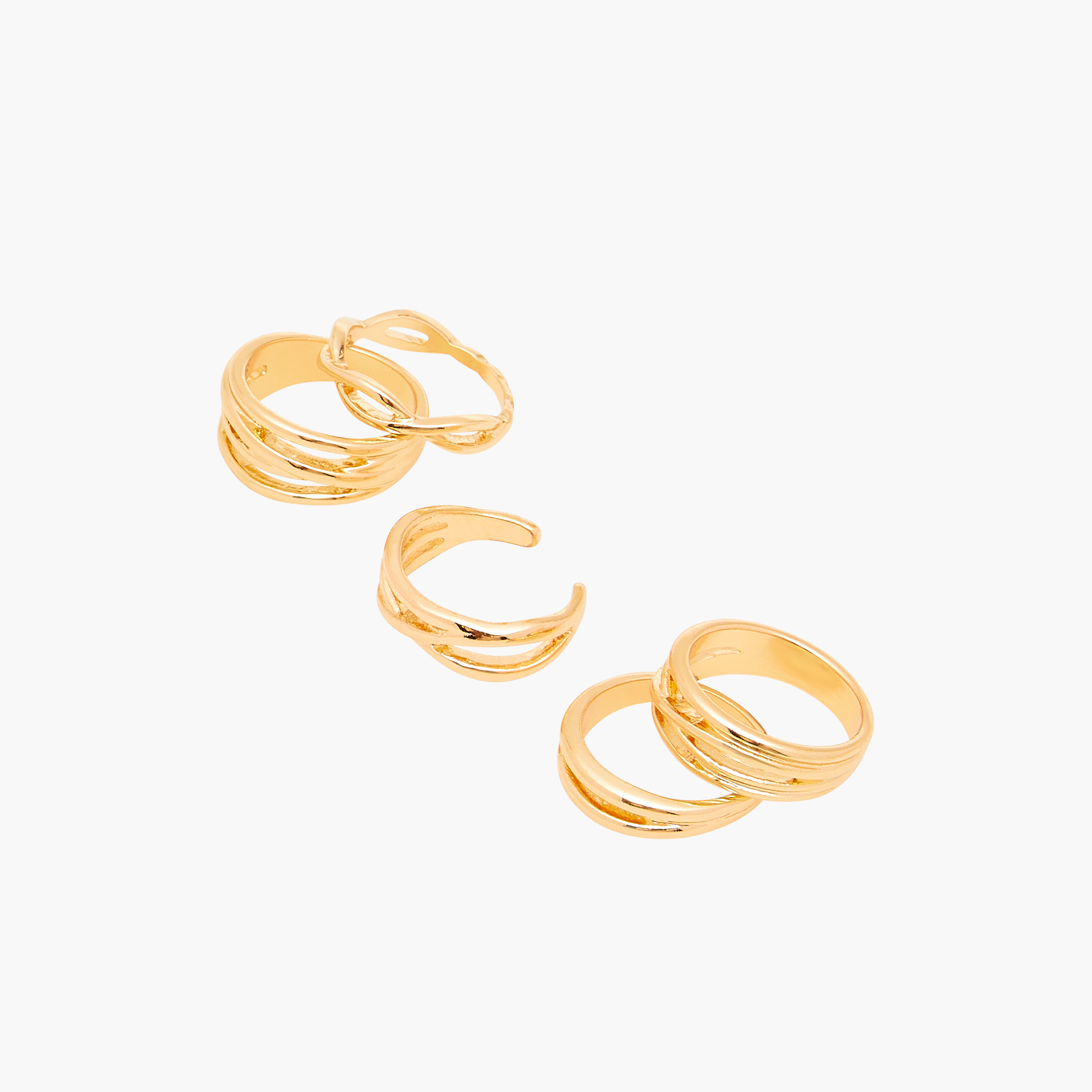 Flora Bella Metal Ring - Set of 5-women-watchesandjewellery-jewellery-rings-image-1