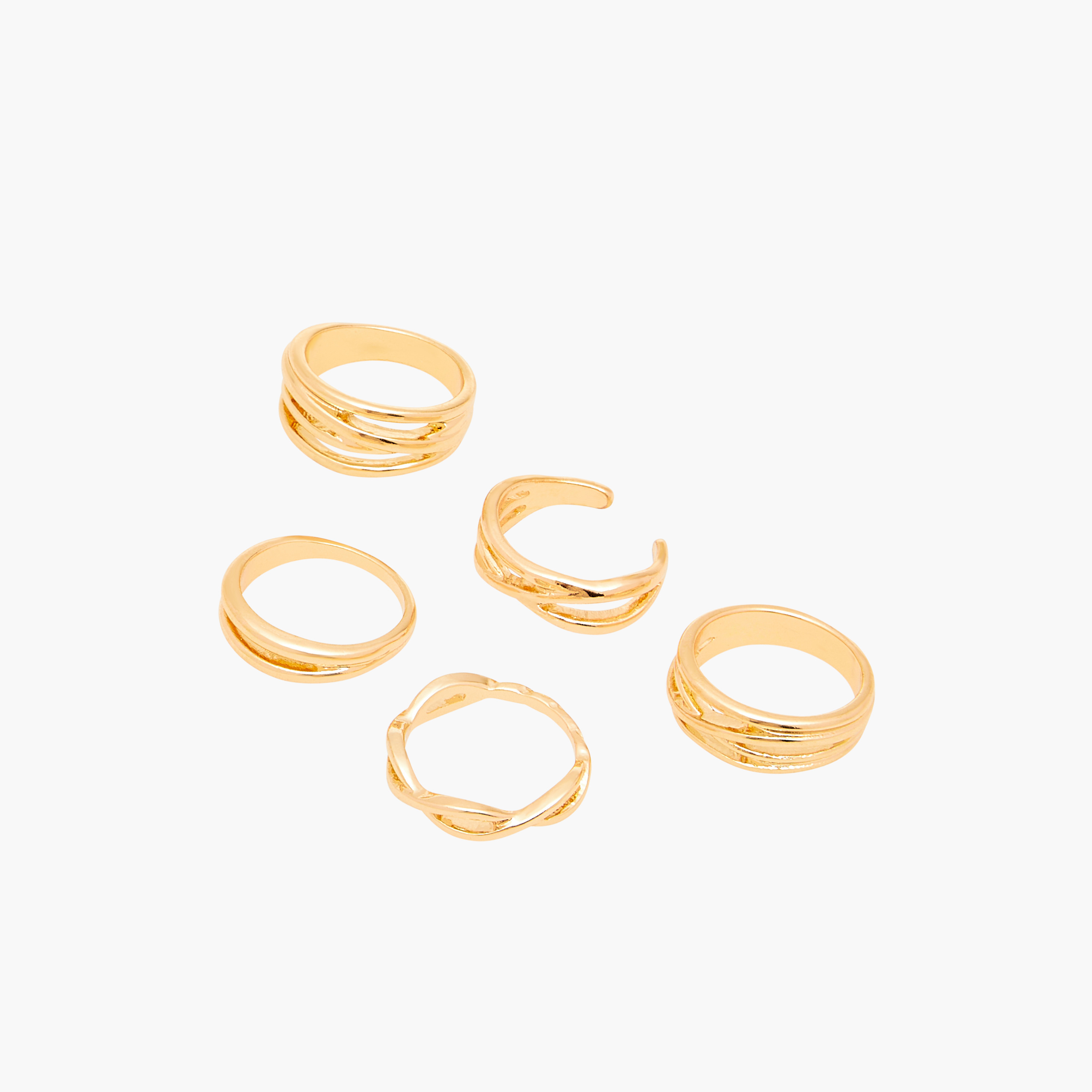 Flora Bella Metal Ring - Set of 5-women-watchesandjewellery-jewellery-rings-image-2