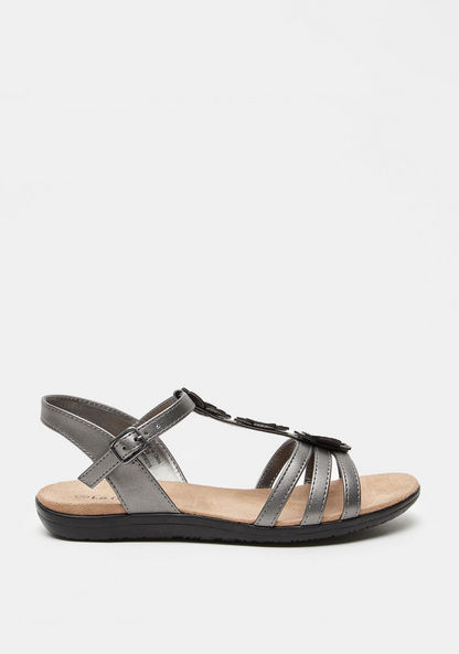 Le Confort Floral Accented Strap Sandals with Buckle Closure