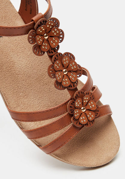 Le Confort Floral Accented Strap Sandals with Buckle Closure