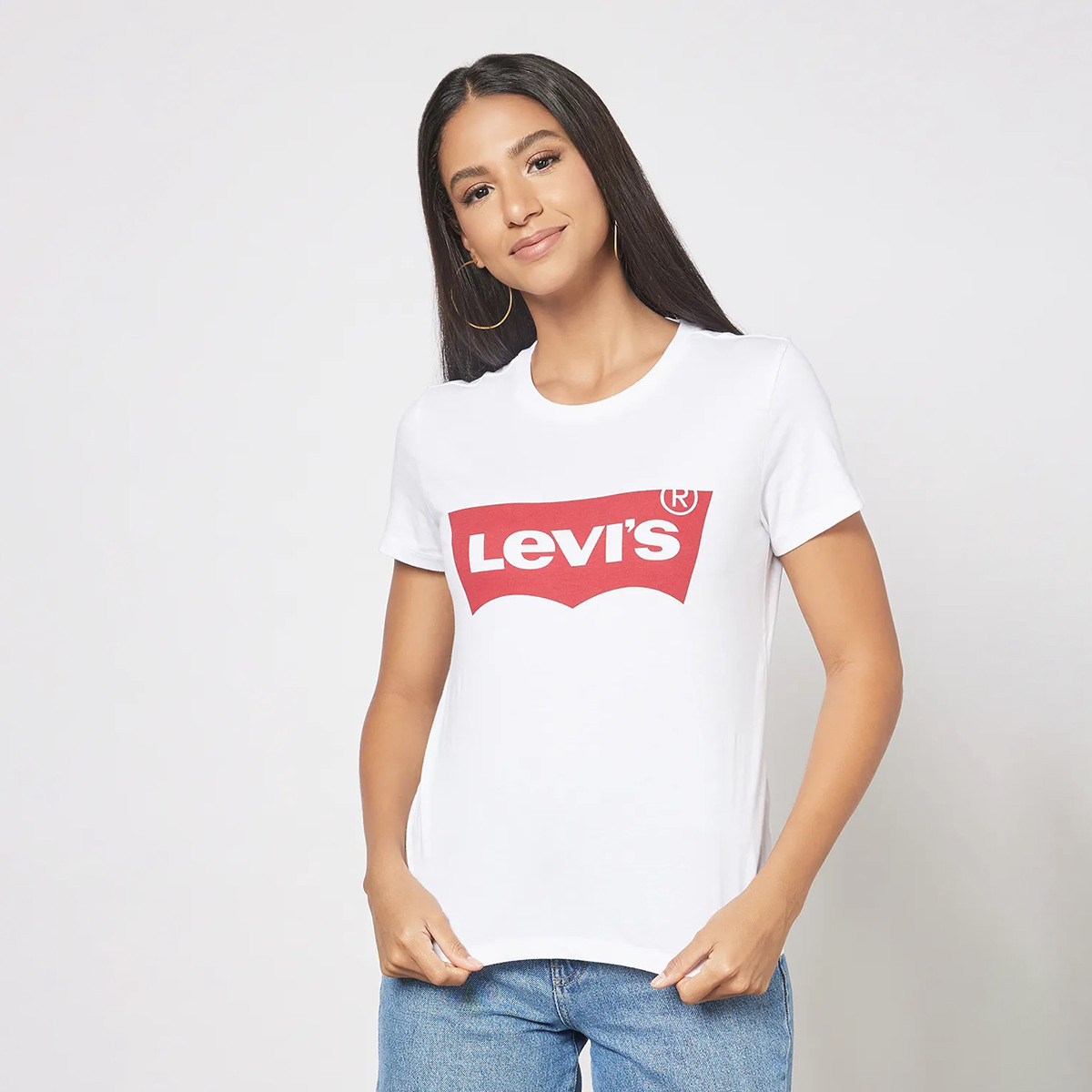 Levi's Women White Logo Crew Neck Short Sleeves T-Shirt-women-clothing-tshirts-image-1