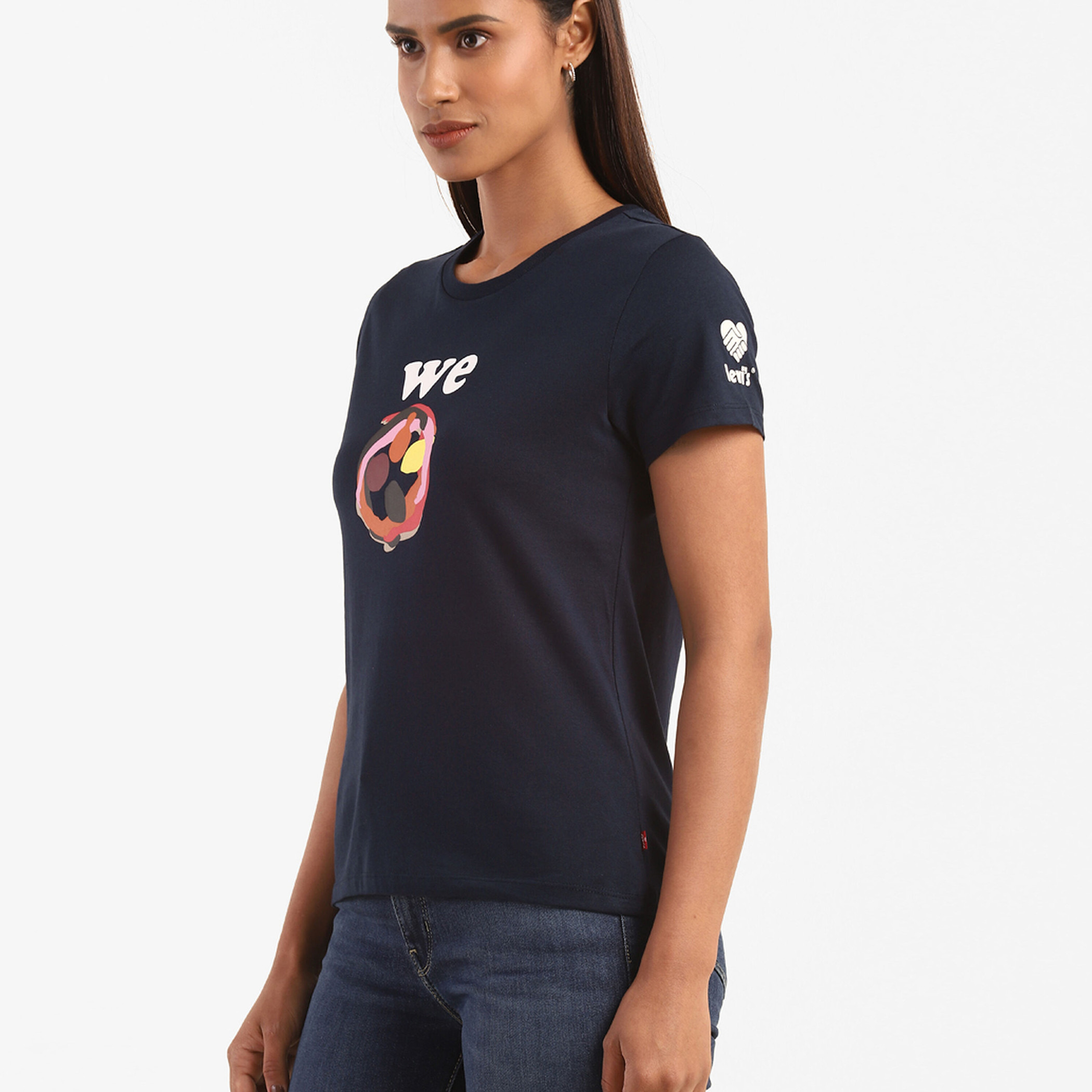 Levi's Women Navy Blue Printed Crew Neck T-Shirt-women-clothing-tshirts-image-3