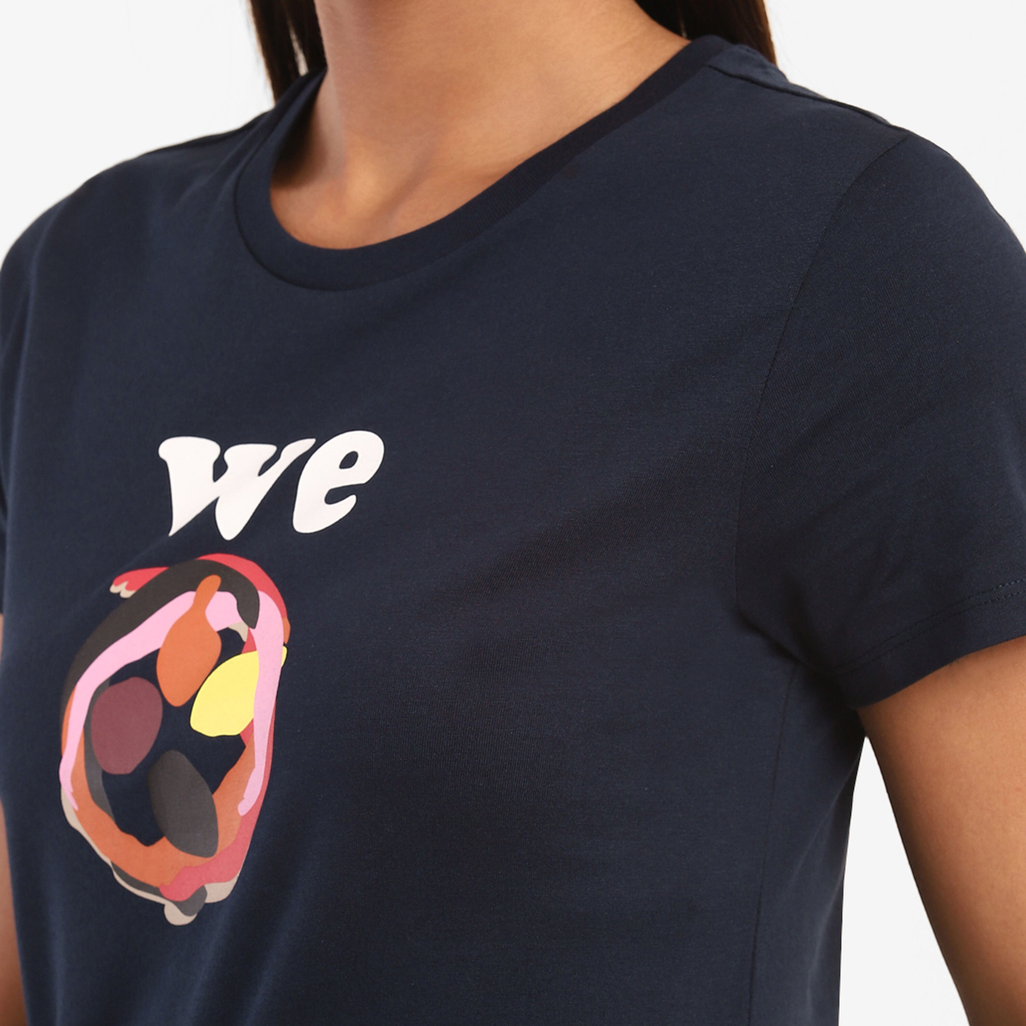 Levi's Women Navy Blue Printed Crew Neck T-Shirt-women-clothing-tshirts-image-4