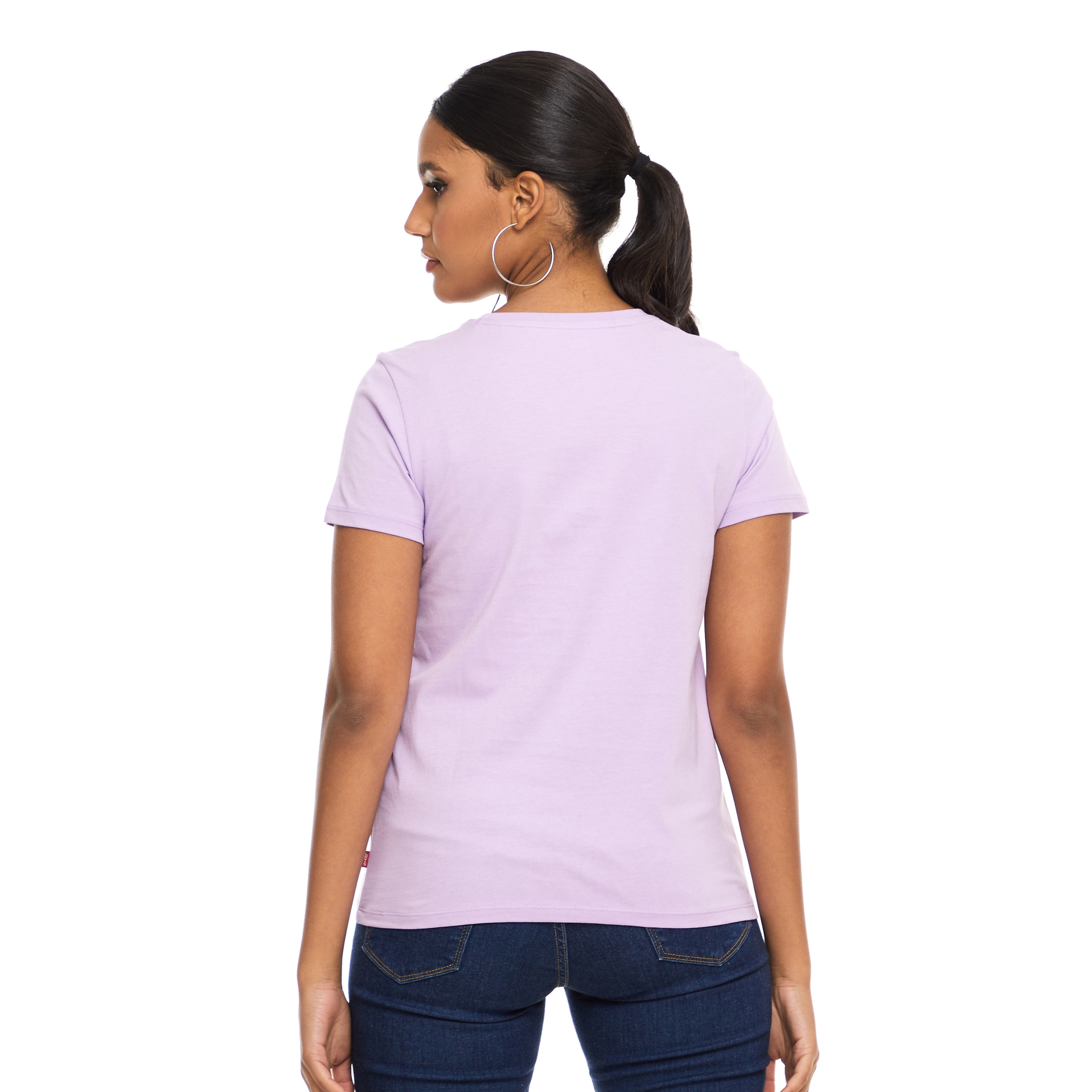 Levi's Women Lilac Logo Crew Neck Short Sleeves T-Shirt-women-clothing-tshirts-image-2