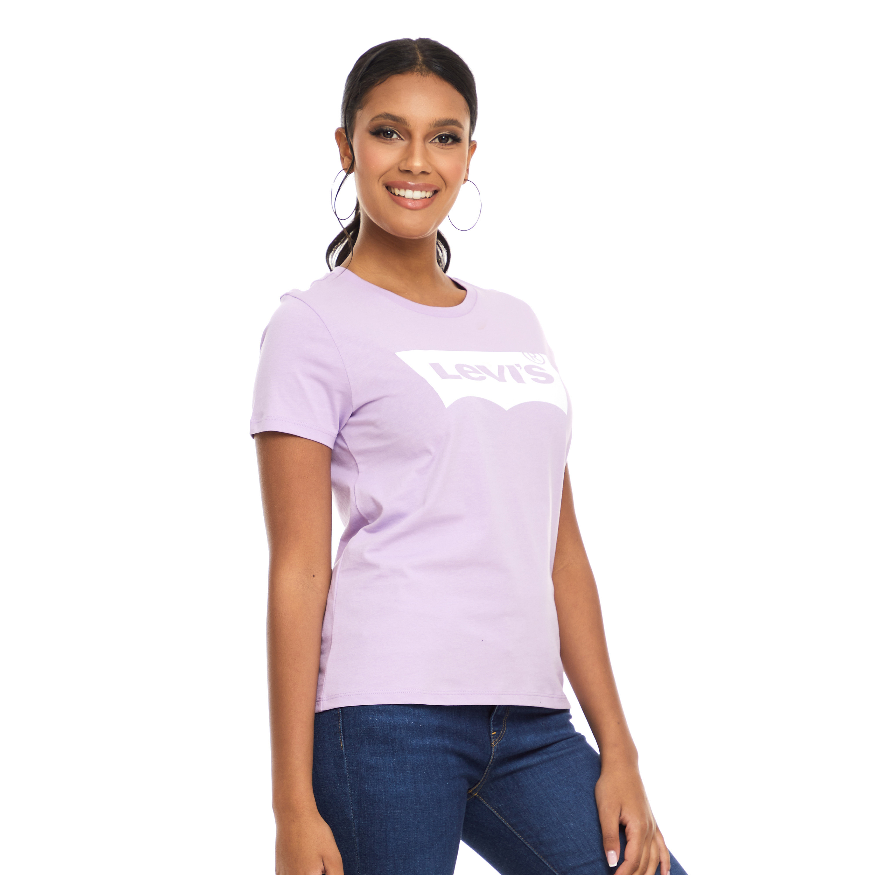 Levi's Women Lilac Logo Crew Neck Short Sleeves T-Shirt-women-clothing-tshirts-image-3