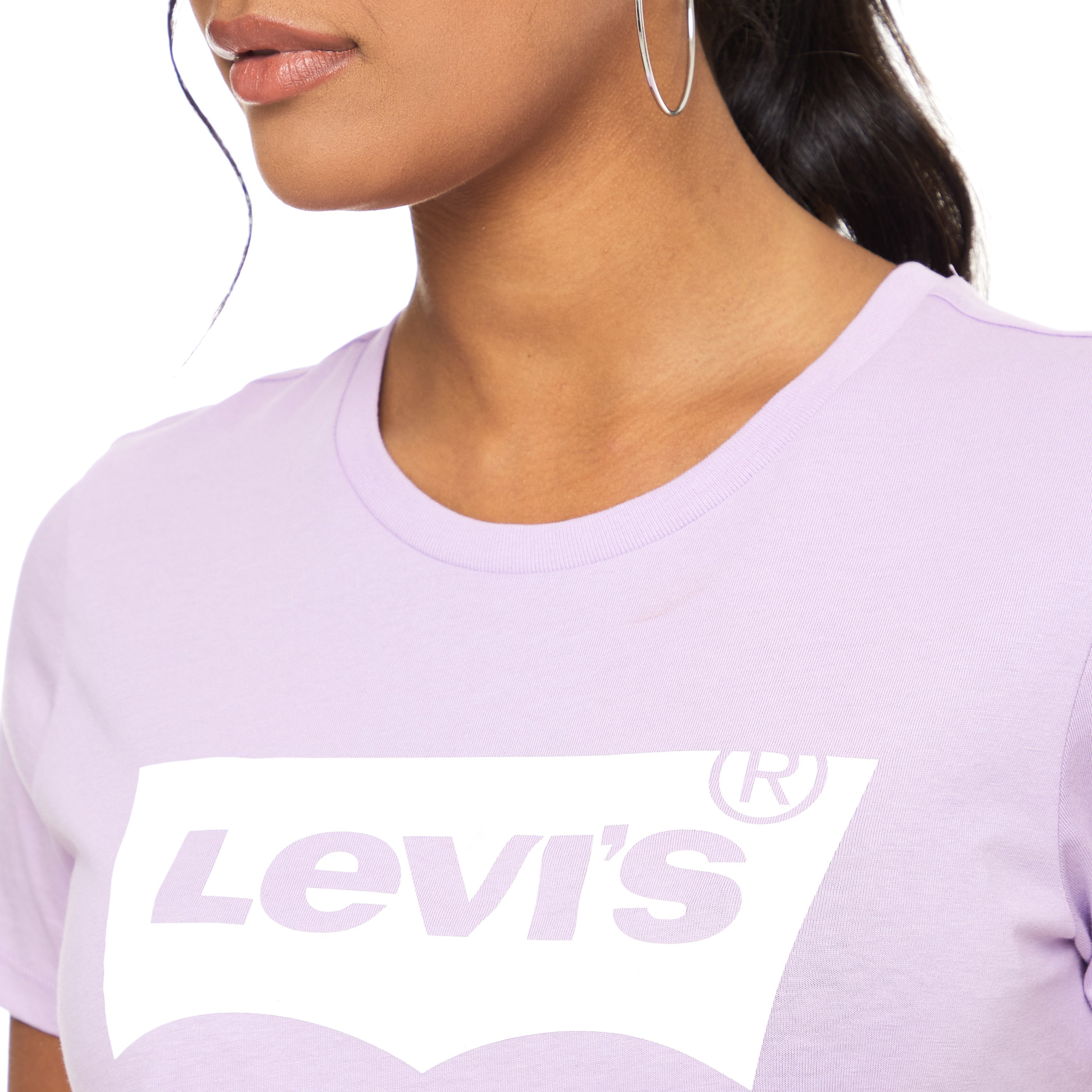 Levi's Women Lilac Logo Crew Neck Short Sleeves T-Shirt-women-clothing-tshirts-image-4