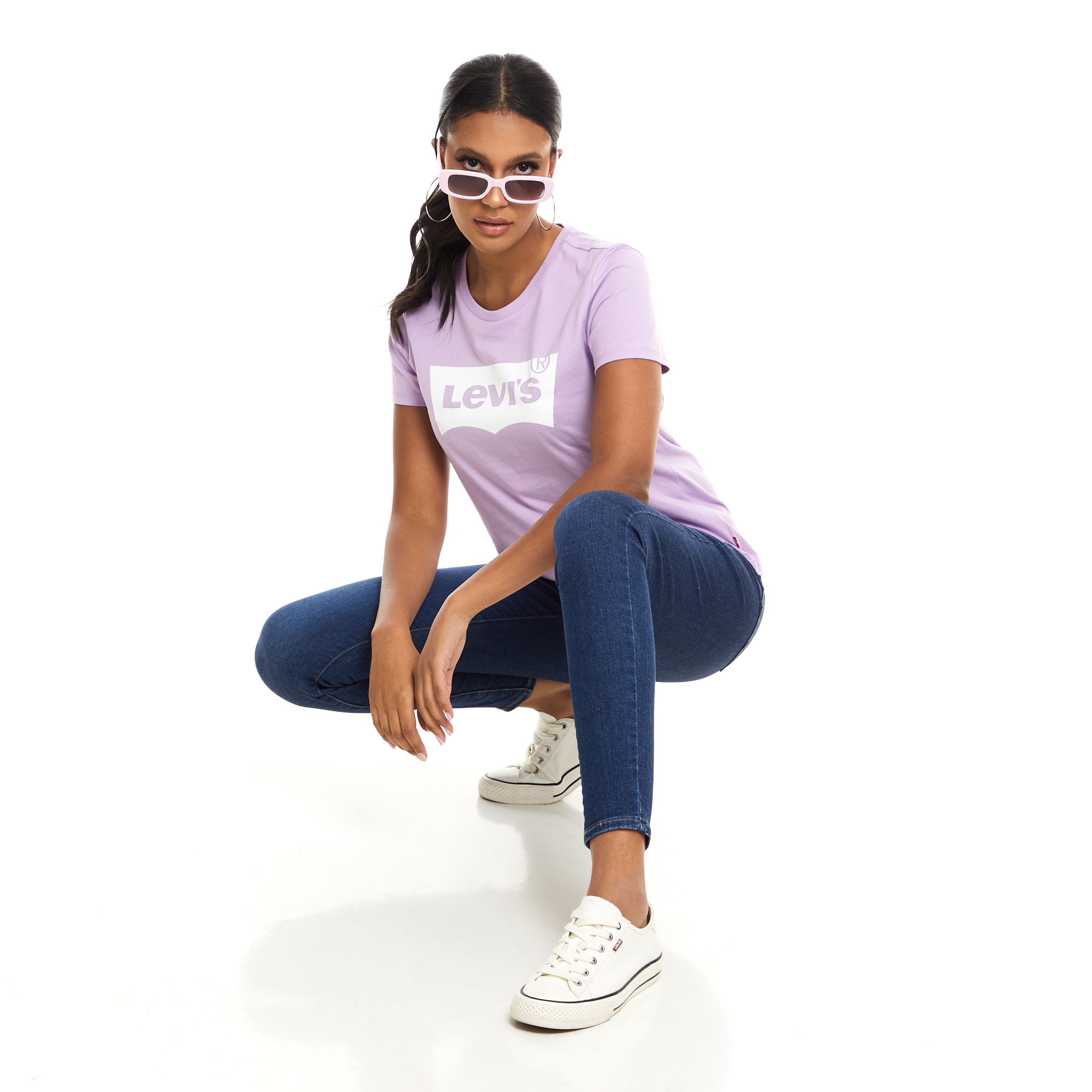 Levi's Women Lilac Logo Crew Neck Short Sleeves T-Shirt-women-clothing-tshirts-image-5