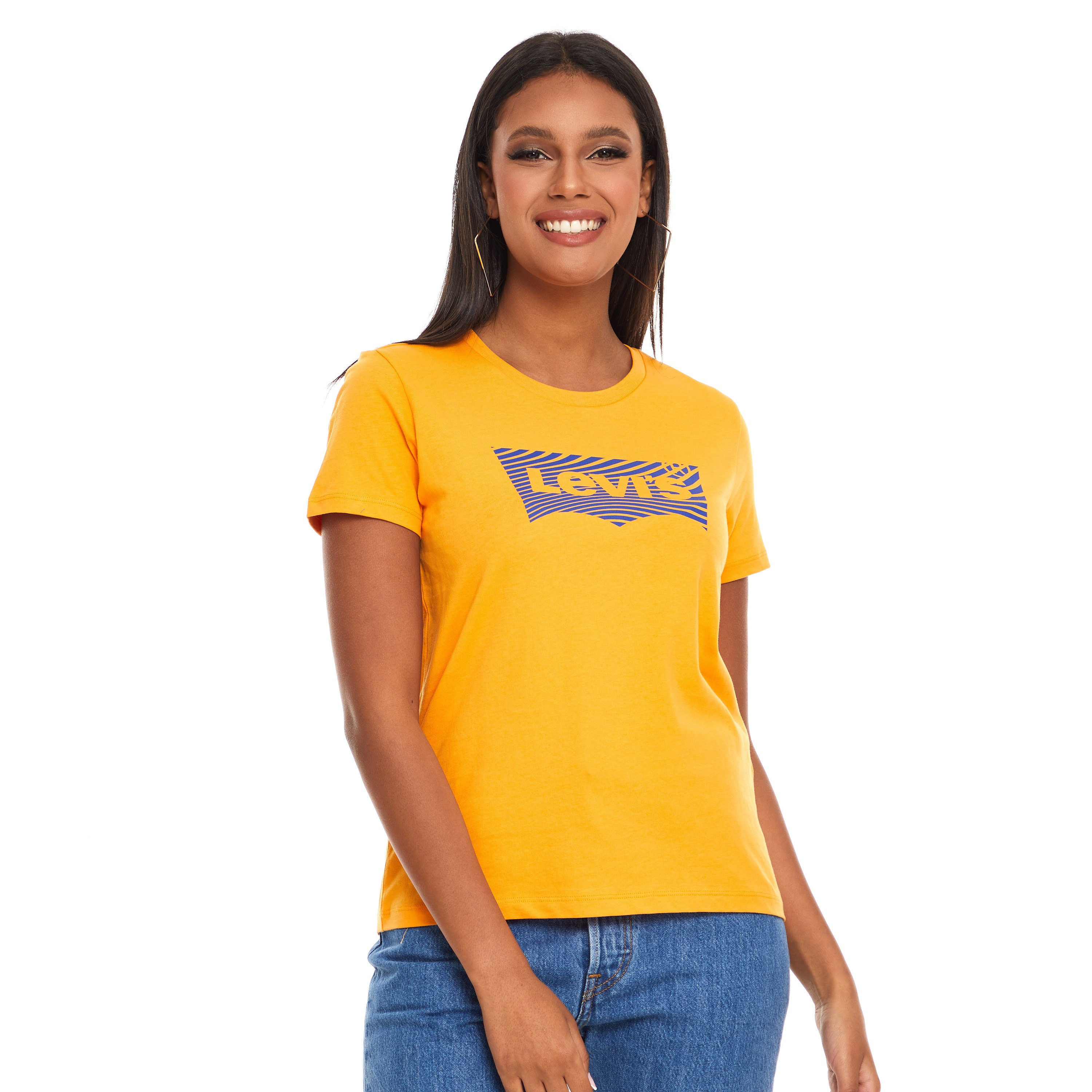 Levi's Women Orange Printed Crew Neck Short Sleeves T-Shirt-women-clothing-tshirts-image-1