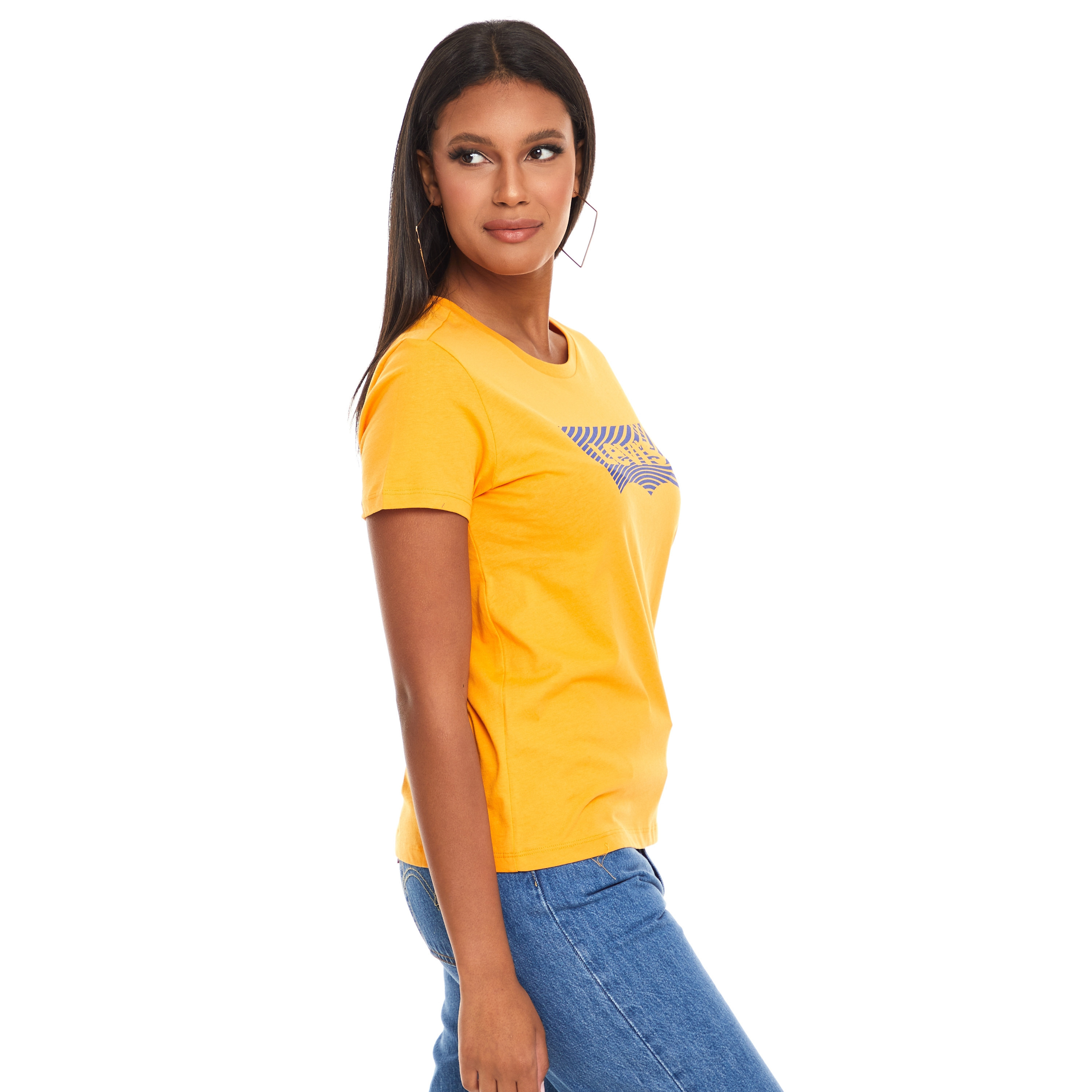 Levi's Women Orange Printed Crew Neck Short Sleeves T-Shirt-women-clothing-tshirts-image-3
