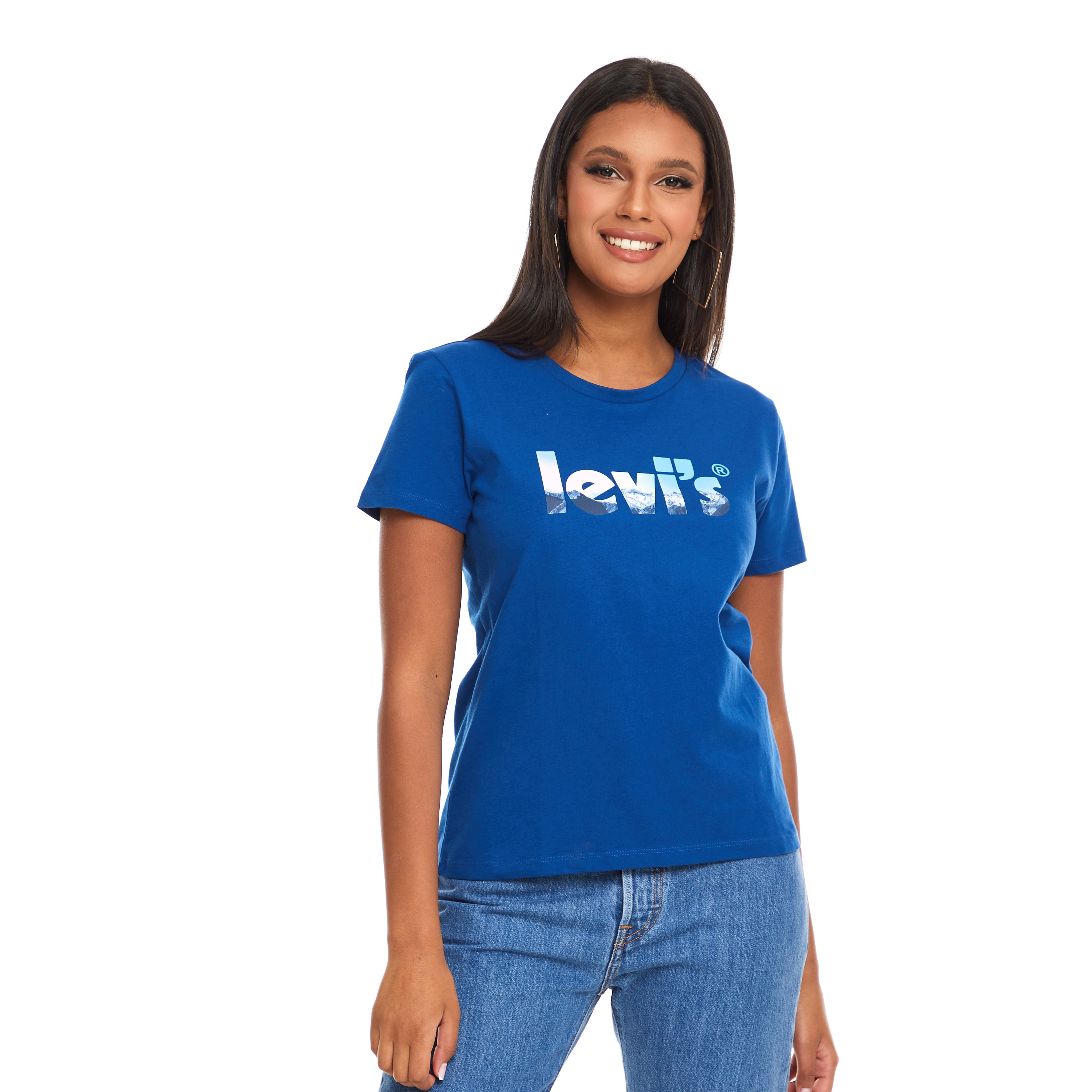 Levi's Women Blue Printed Crew Neck Short Sleeves T-Shirt-women-clothing-tshirts-image-1