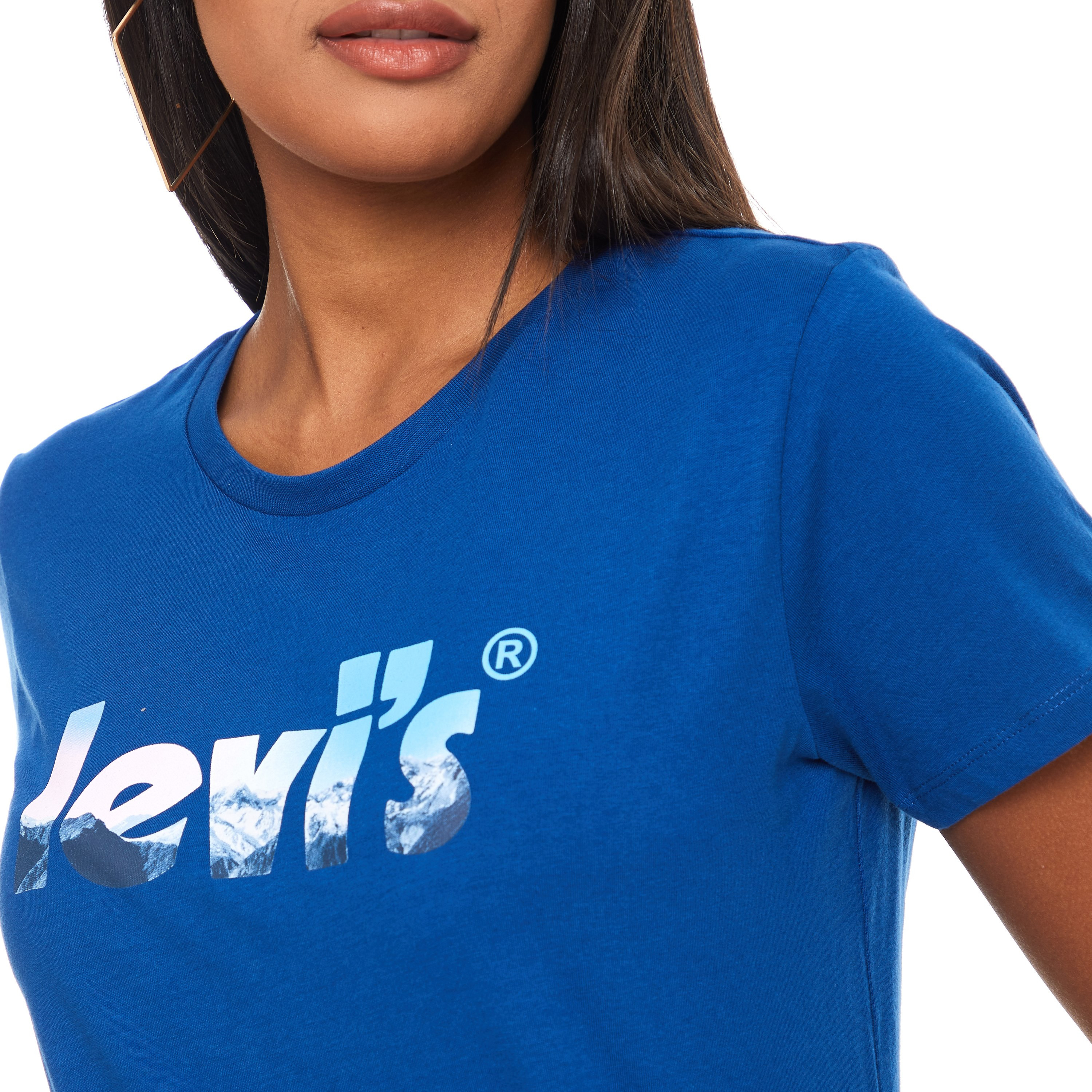 Levi's Women Blue Printed Crew Neck Short Sleeves T-Shirt-women-clothing-tshirts-image-4