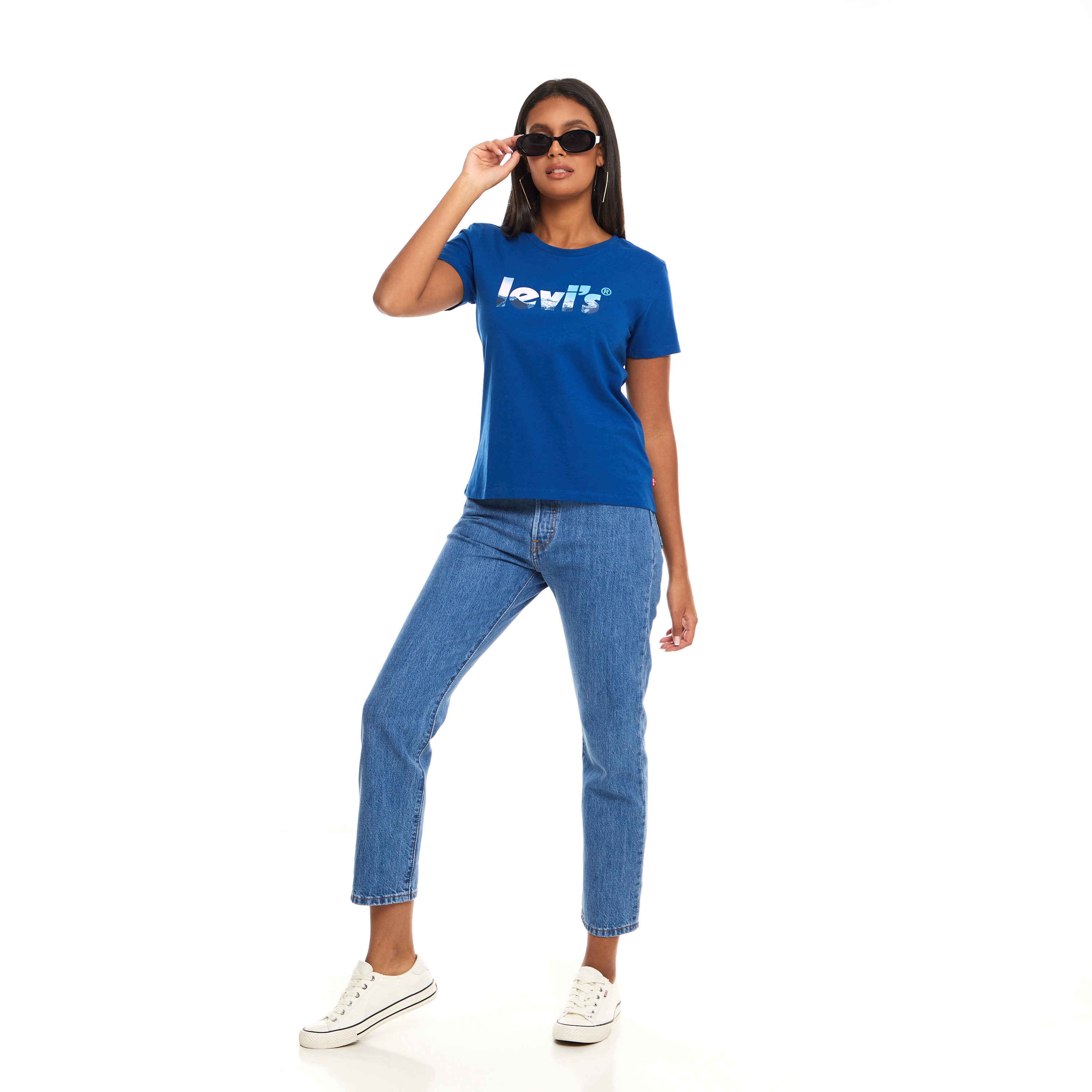 Levi's Women Blue Printed Crew Neck Short Sleeves T-Shirt-women-clothing-tshirts-image-5