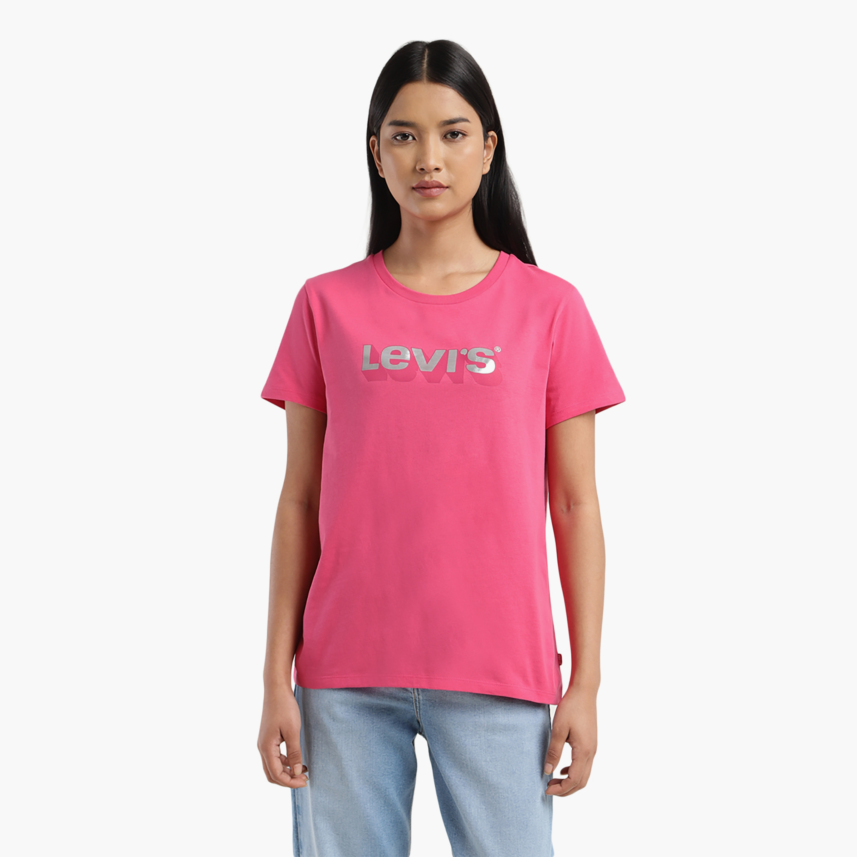 Levi's Logo Round Neck Short Sleeves T-Shirt-women-clothing-tshirts-image-1