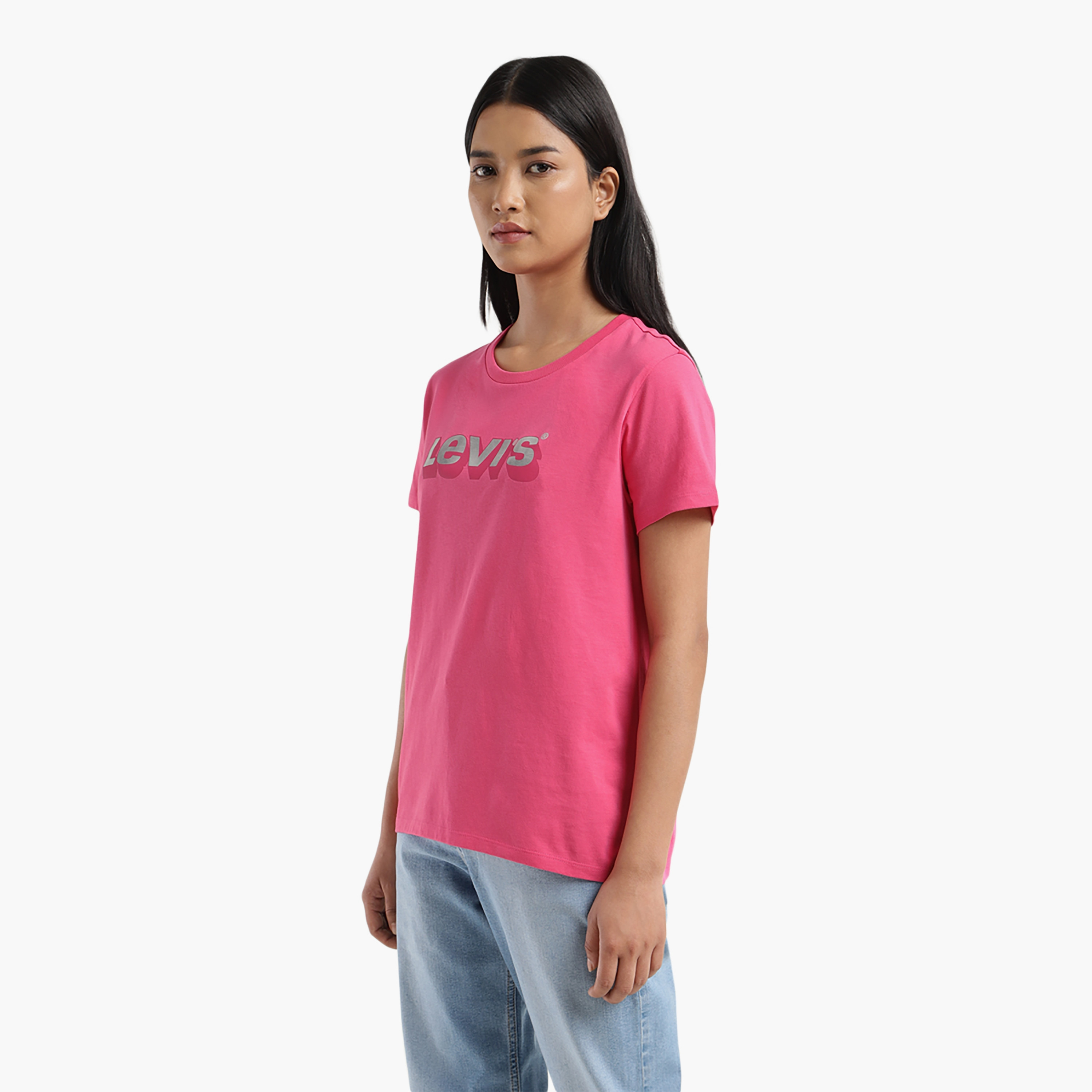 تي شيرت من ليفايز بأكمام قصيرة و ياقة دائرية مع لوجو-women-clothing-tshirts-image-4