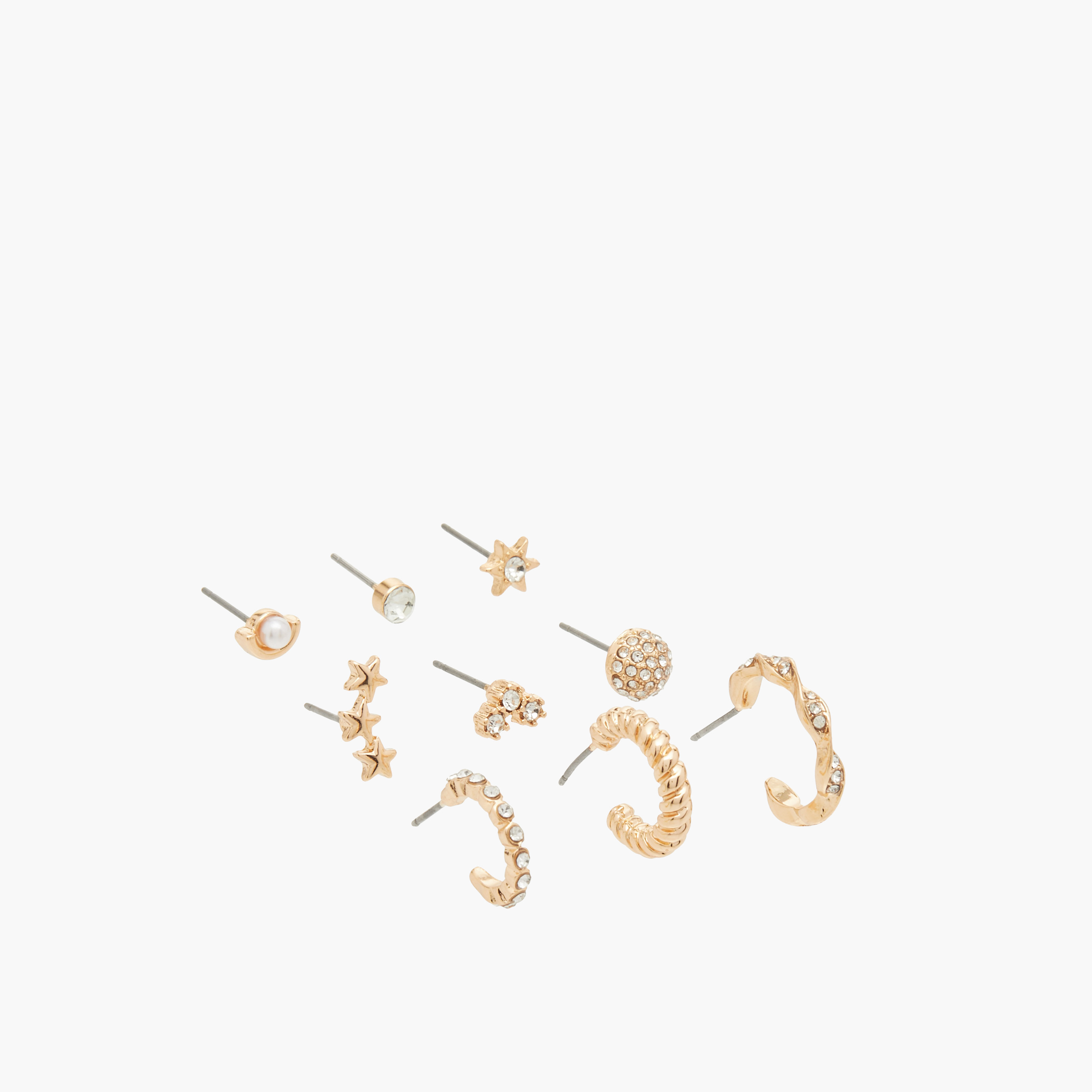 Flora Bella Stone Embellished Earrings with Pushback Closure - Set of 9-women-watchesandjewellery-jewellery-earrings-image-2