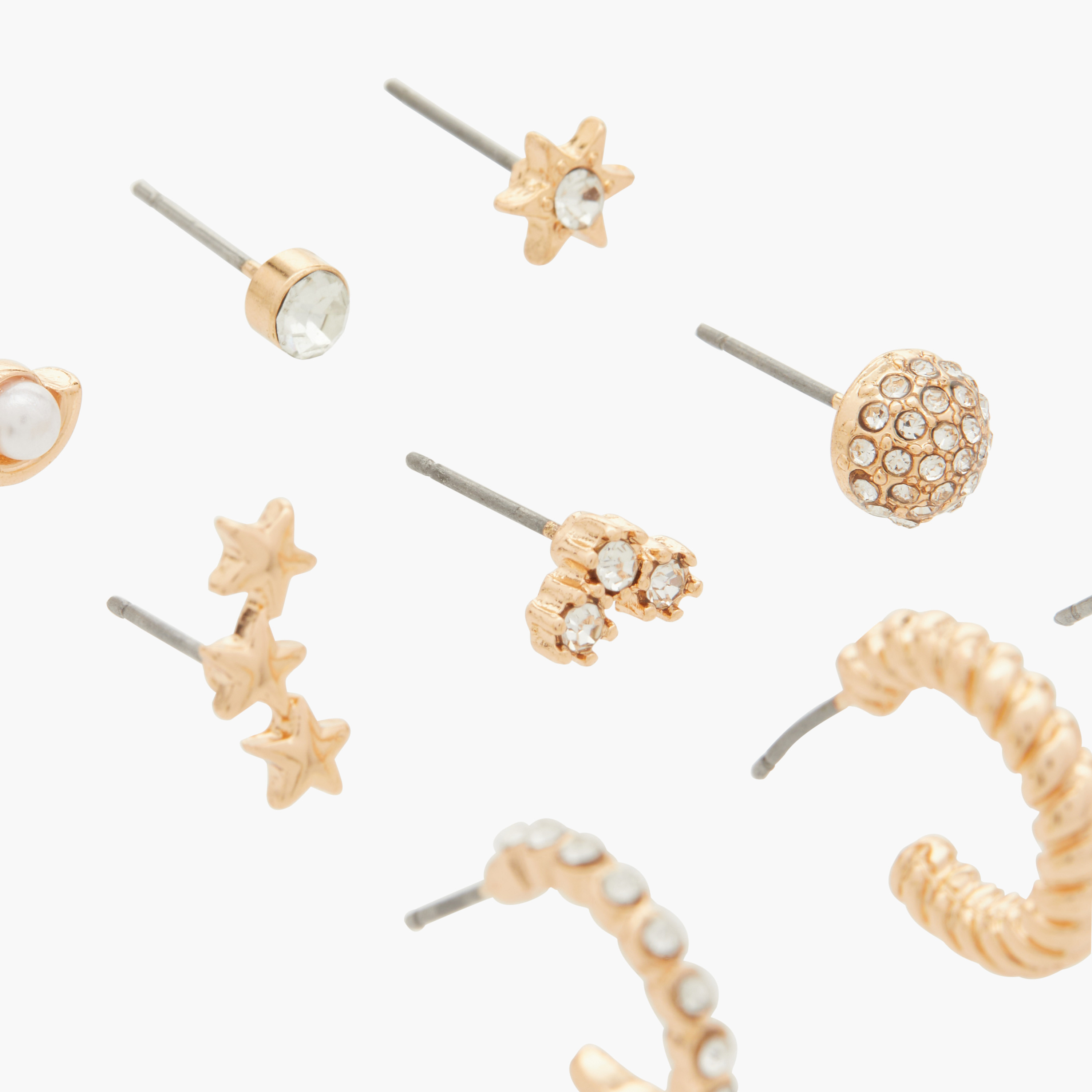 Flora Bella Stone Embellished Earrings with Pushback Closure - Set of 9-women-watchesandjewellery-jewellery-earrings-image-3