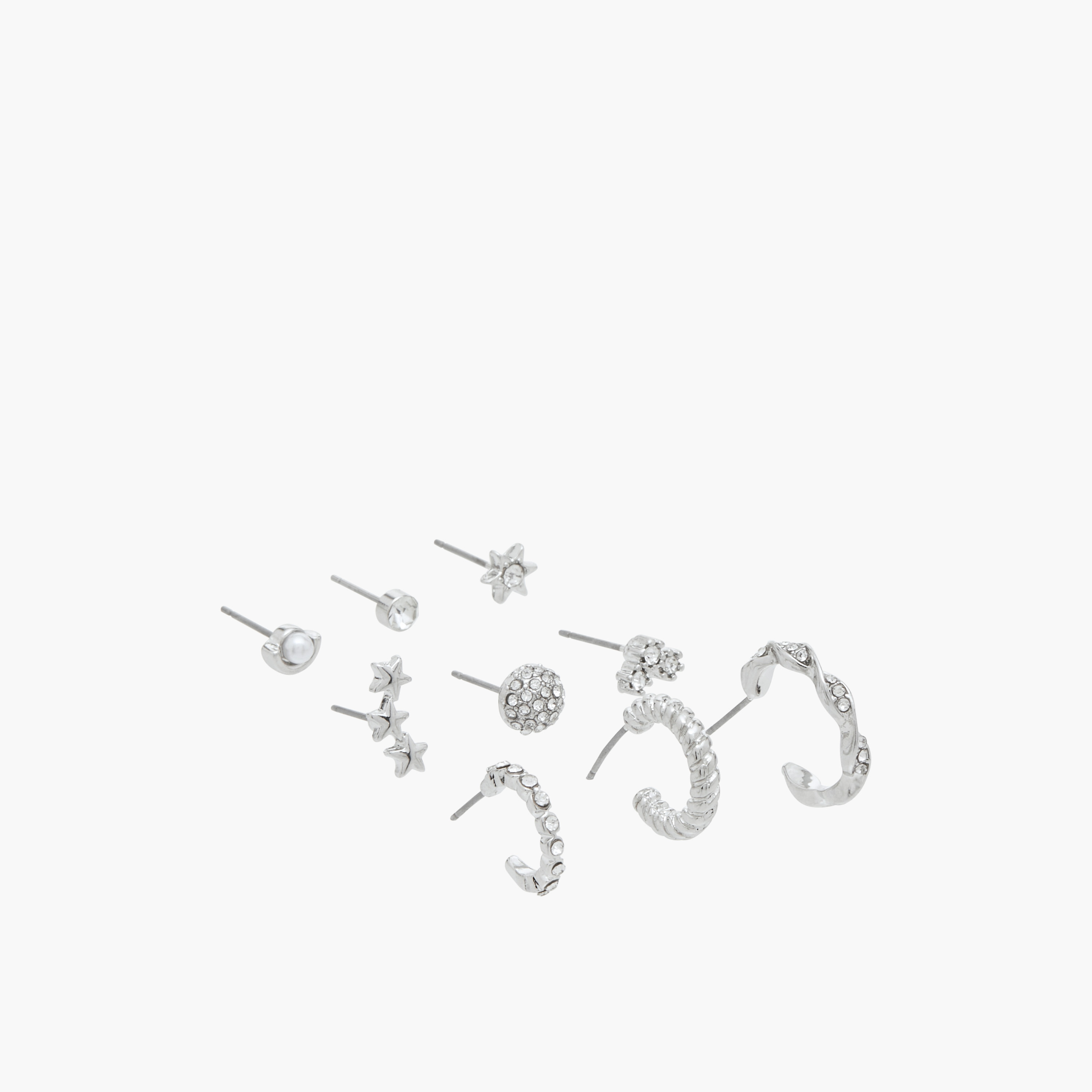 طقم أقراط بمكبس إغلاق خلفي 9 أزواج مزيّنة بالأحجار من فلورا بيلا-women-watchesandjewellery-jewellery-earrings-image-2
