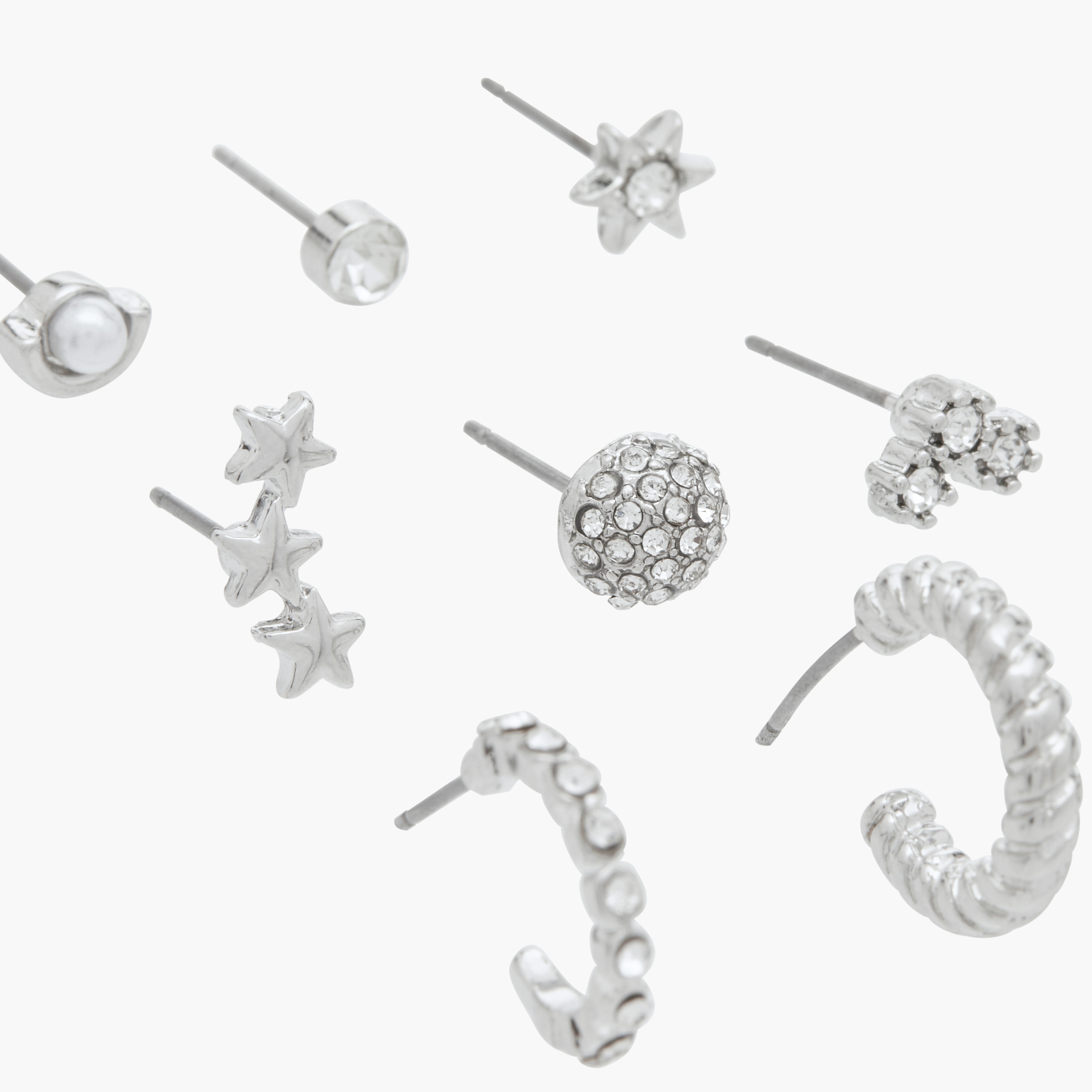طقم أقراط بمكبس إغلاق خلفي 9 أزواج مزيّنة بالأحجار من فلورا بيلا-women-watchesandjewellery-jewellery-earrings-image-3