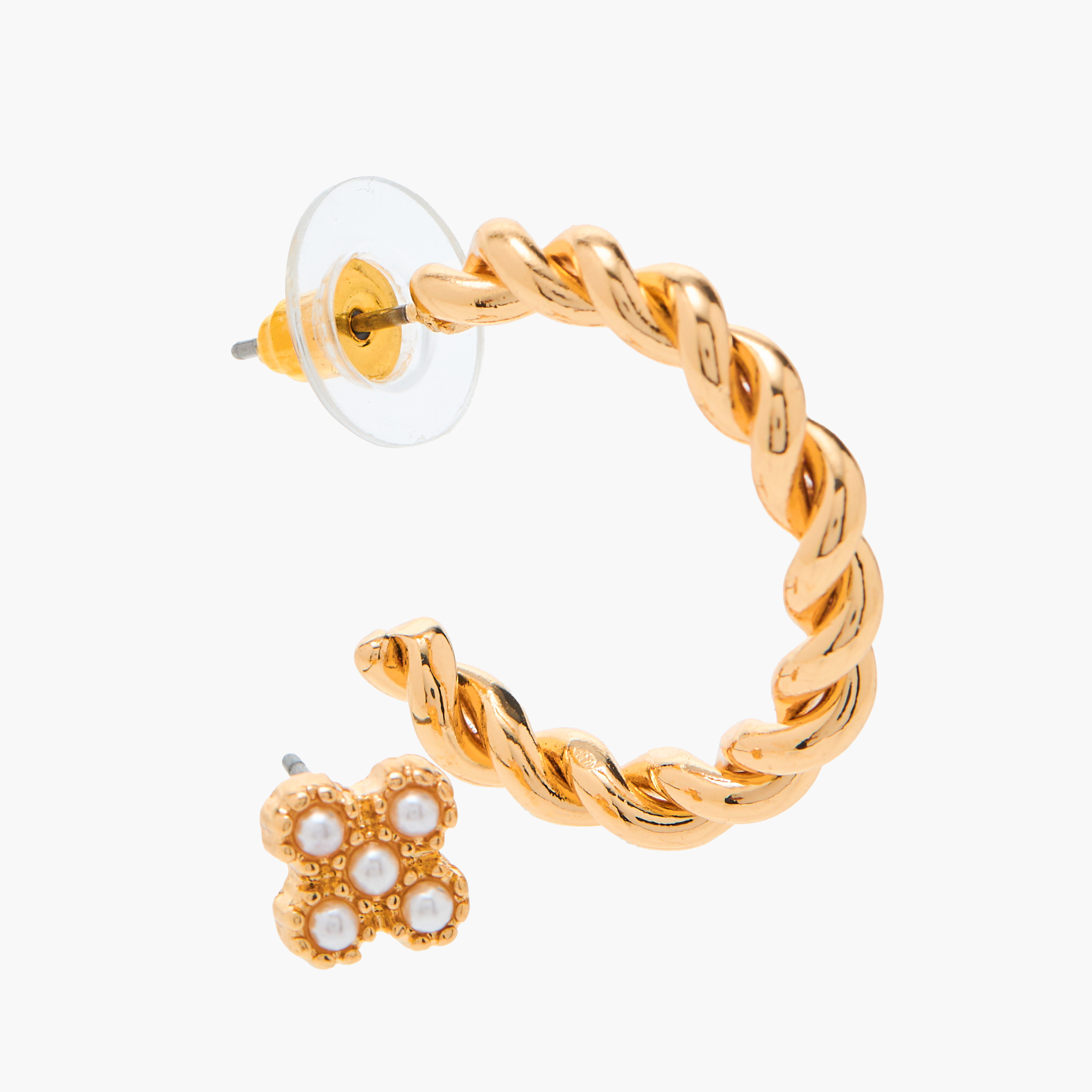 طقم حلقان ميتاليك بمكبس إغلاق خلفي 6 أزواج متنوعة من فلورا بيلا-women-watchesandjewellery-jewellery-earrings-image-4