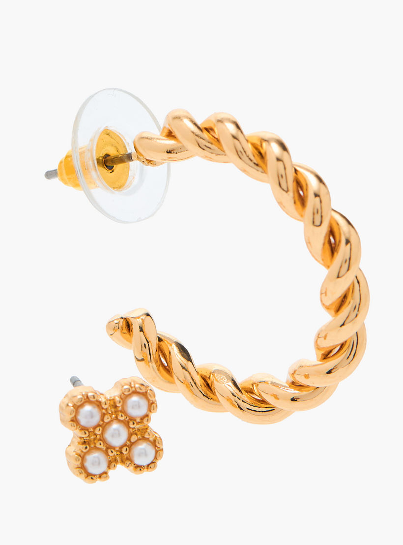 طقم حلقان ميتاليك بمكبس إغلاق خلفي 6 أزواج متنوعة من فلورا بيلا-women-watchesandjewellery-jewellery-earrings-image-4