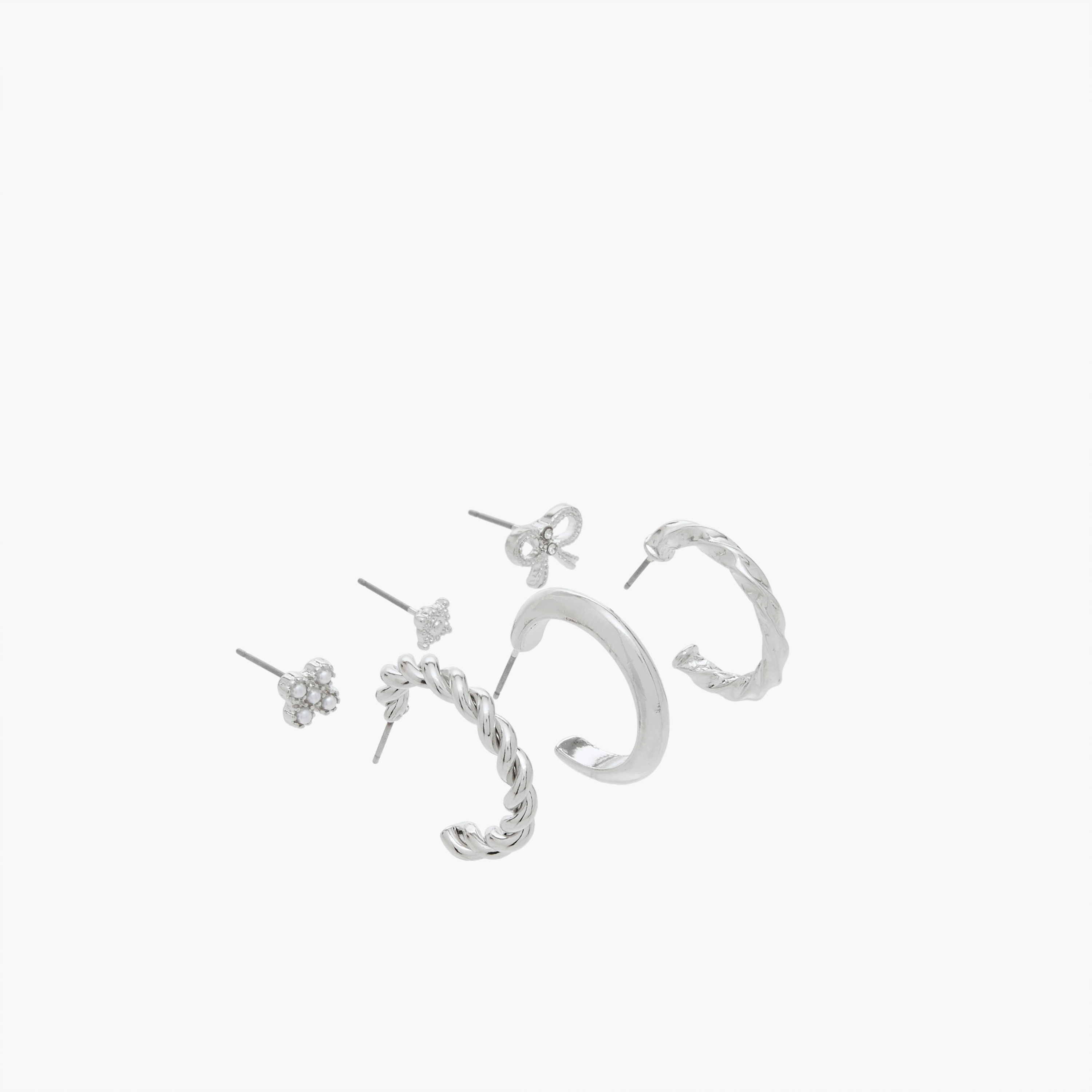طقم حلقان ميتاليك بمكبس إغلاق خلفي 6 أزواج متنوعة من فلورا بيلا-women-watchesandjewellery-jewellery-earrings-image-2