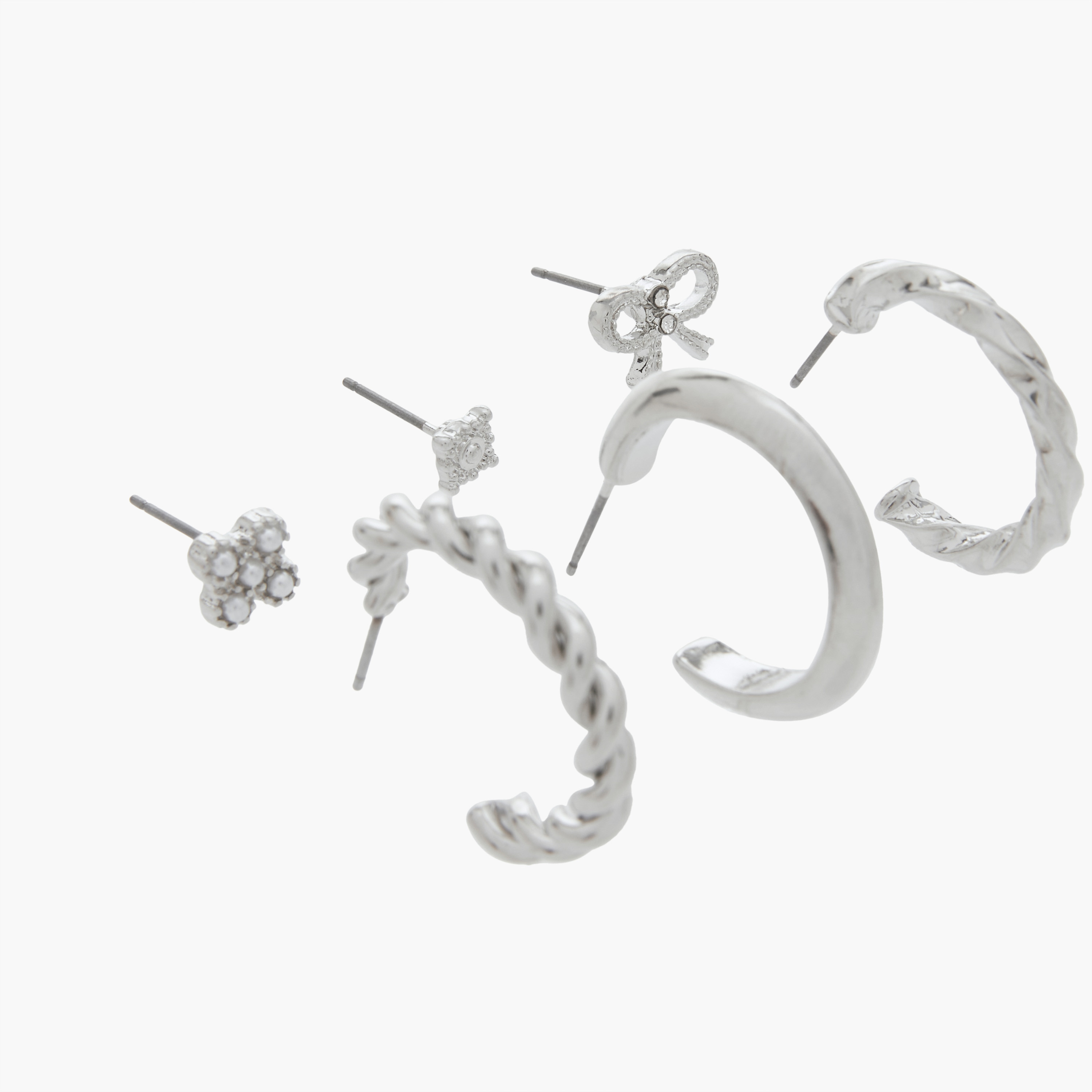 طقم حلقان ميتاليك بمكبس إغلاق خلفي 6 أزواج متنوعة من فلورا بيلا-women-watchesandjewellery-jewellery-earrings-image-3