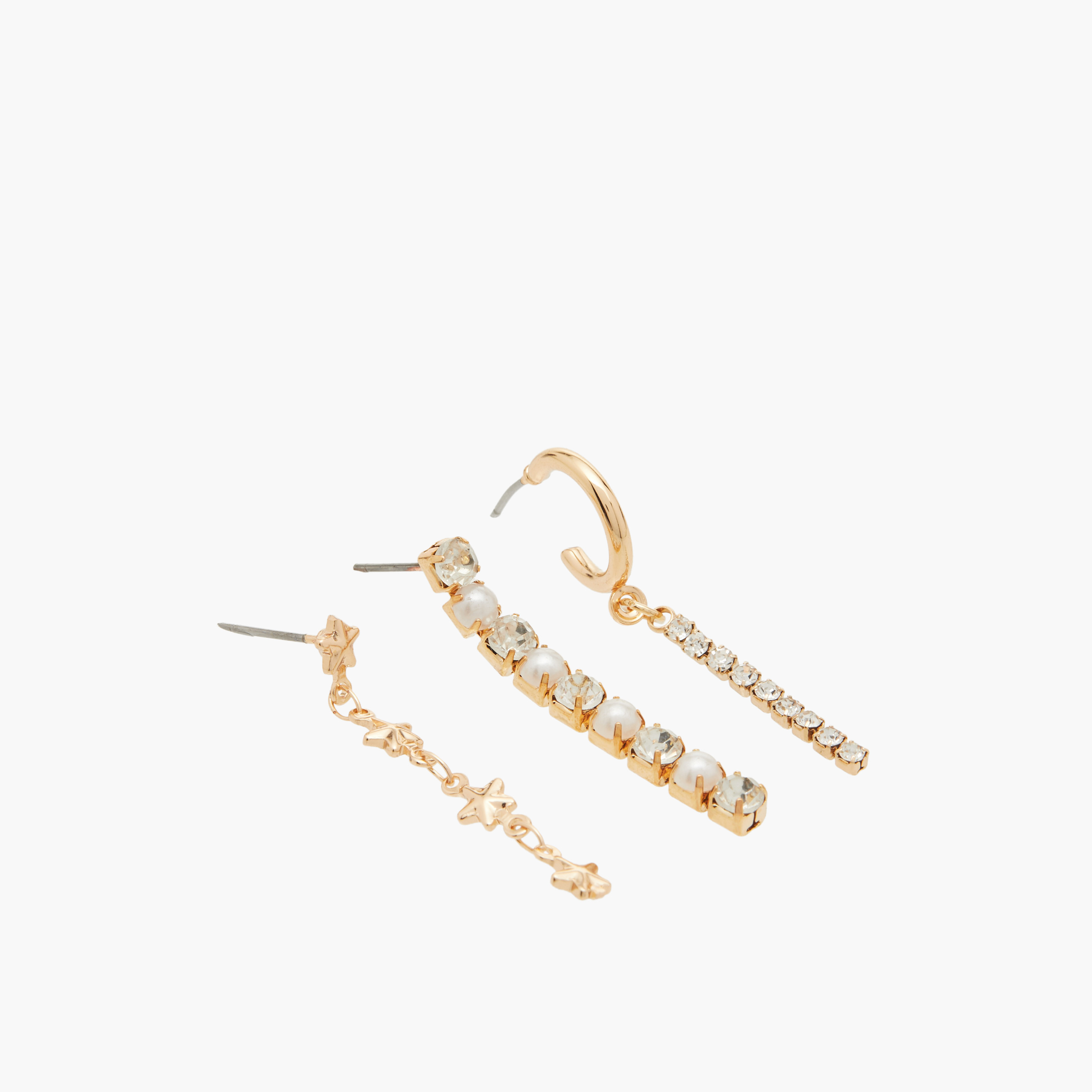 Flora Bella Stone Embellished Dangler Earrings with Pushback Closure - Set of 3-women-watchesandjewellery-jewellery-earrings-image-2