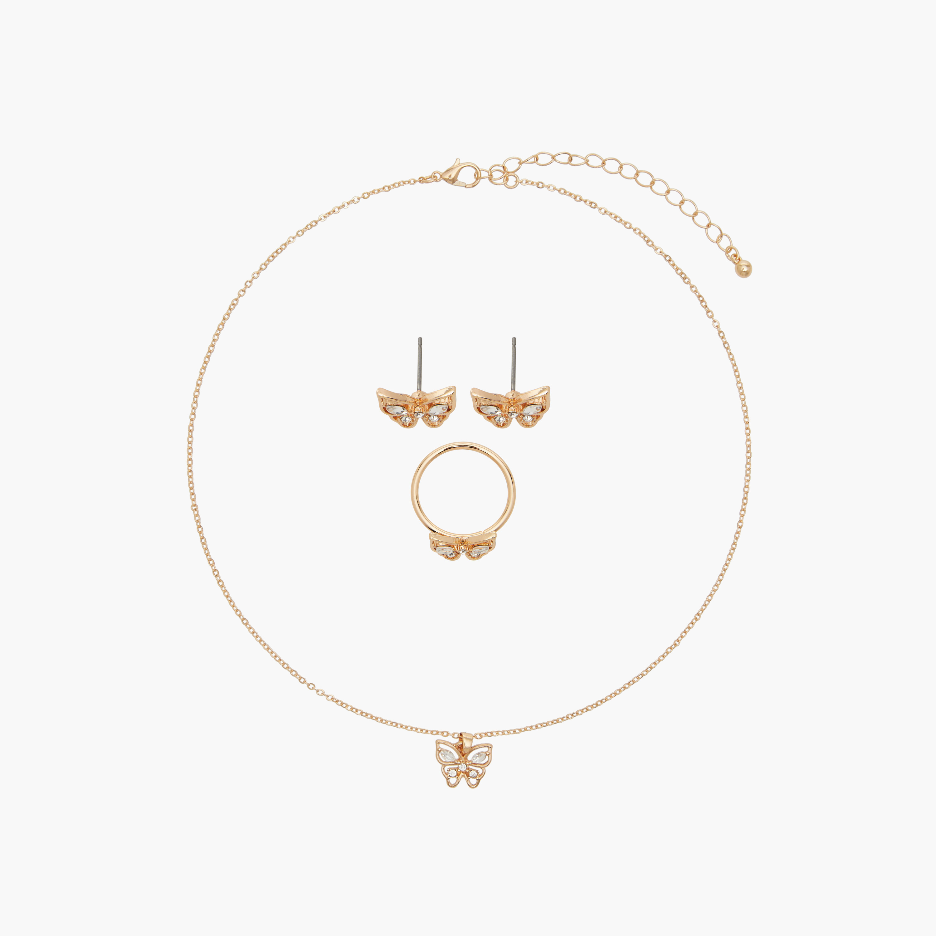 Flora Bella Butterfly Pendant Necklace with Earrings and Ring Set-women-watchesandjewellery-jewellery-jewellerysets-image-1