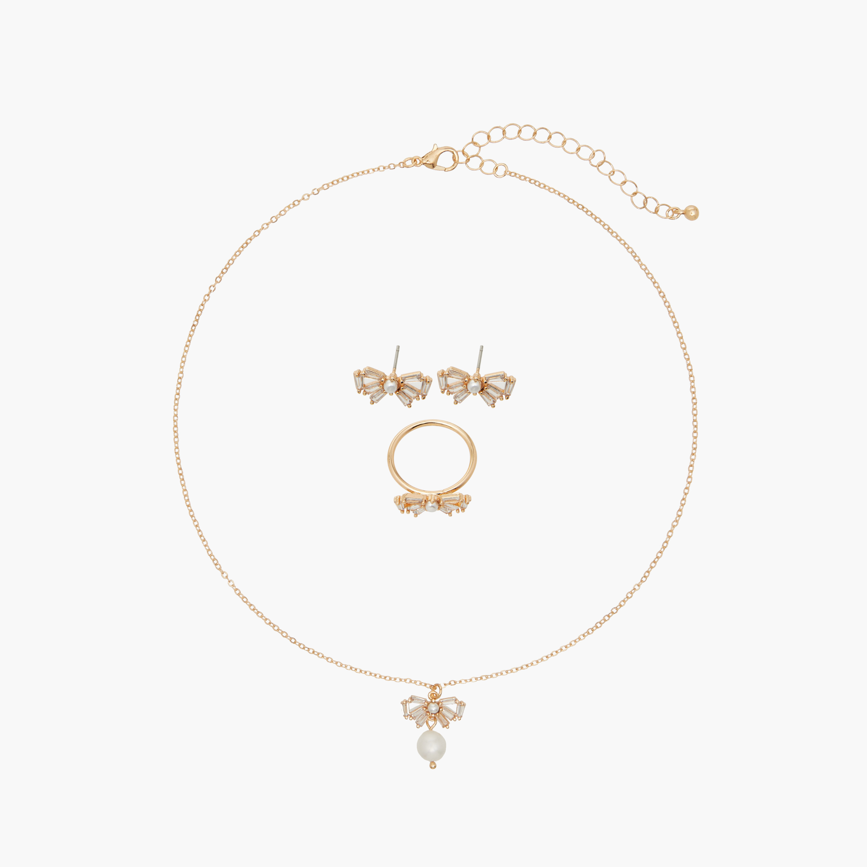 Flora Bella Bow Pendant Necklace with Earrings and Ring Set-women-watchesandjewellery-jewellery-jewellerysets-image-1