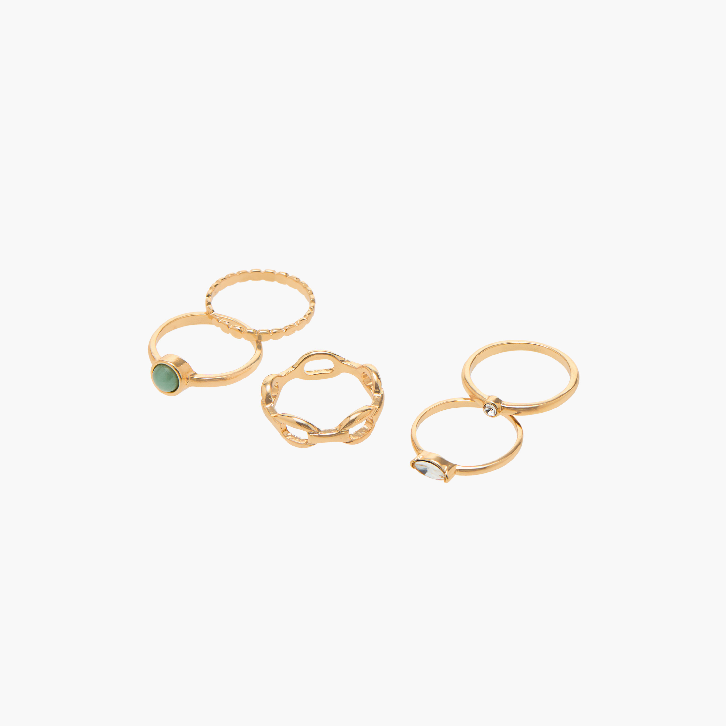 Flora Bella Assorted Metallic Ring - Set of 5-women-watchesandjewellery-jewellery-rings-image-1