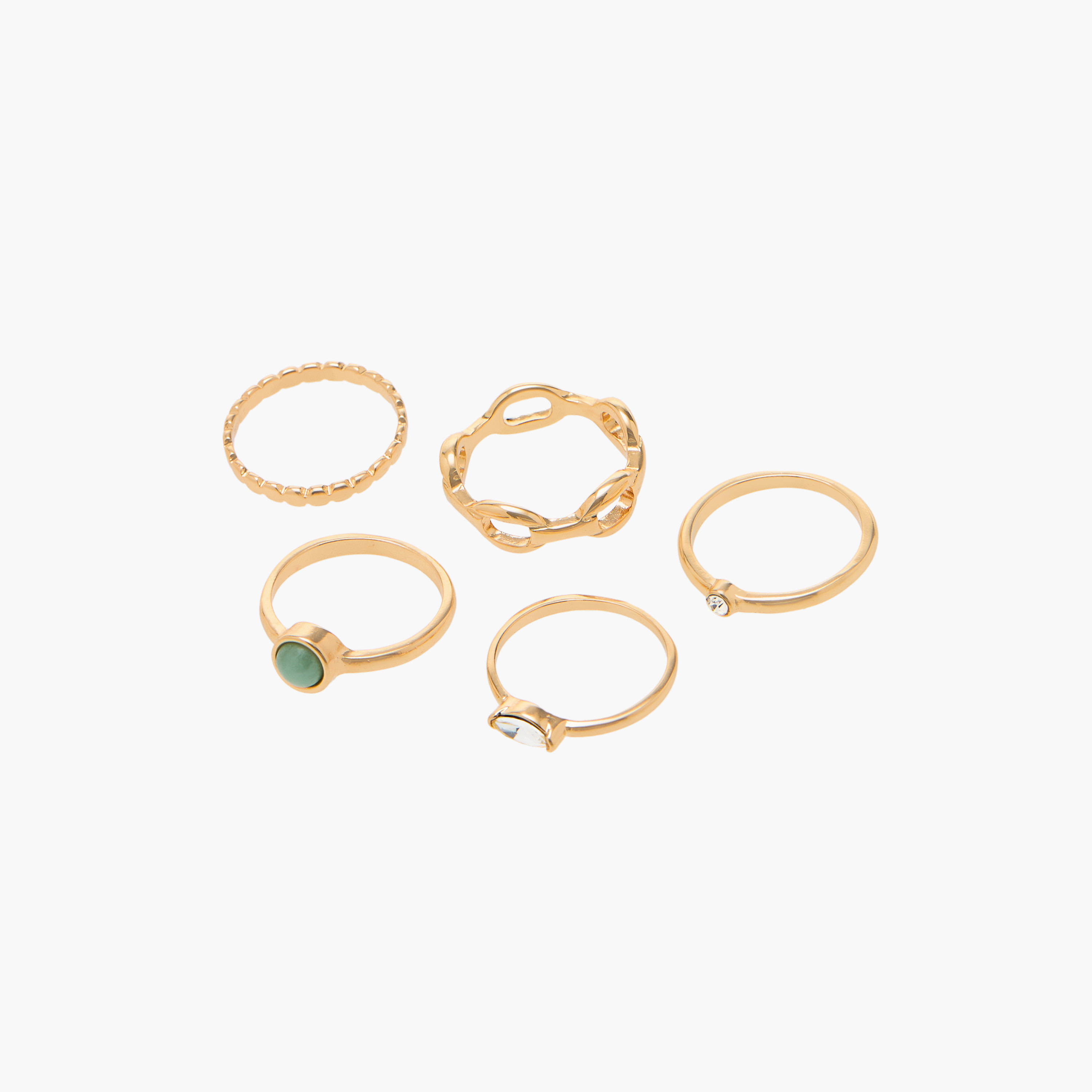 Flora Bella Assorted Metallic Ring - Set of 5-women-watchesandjewellery-jewellery-rings-image-2