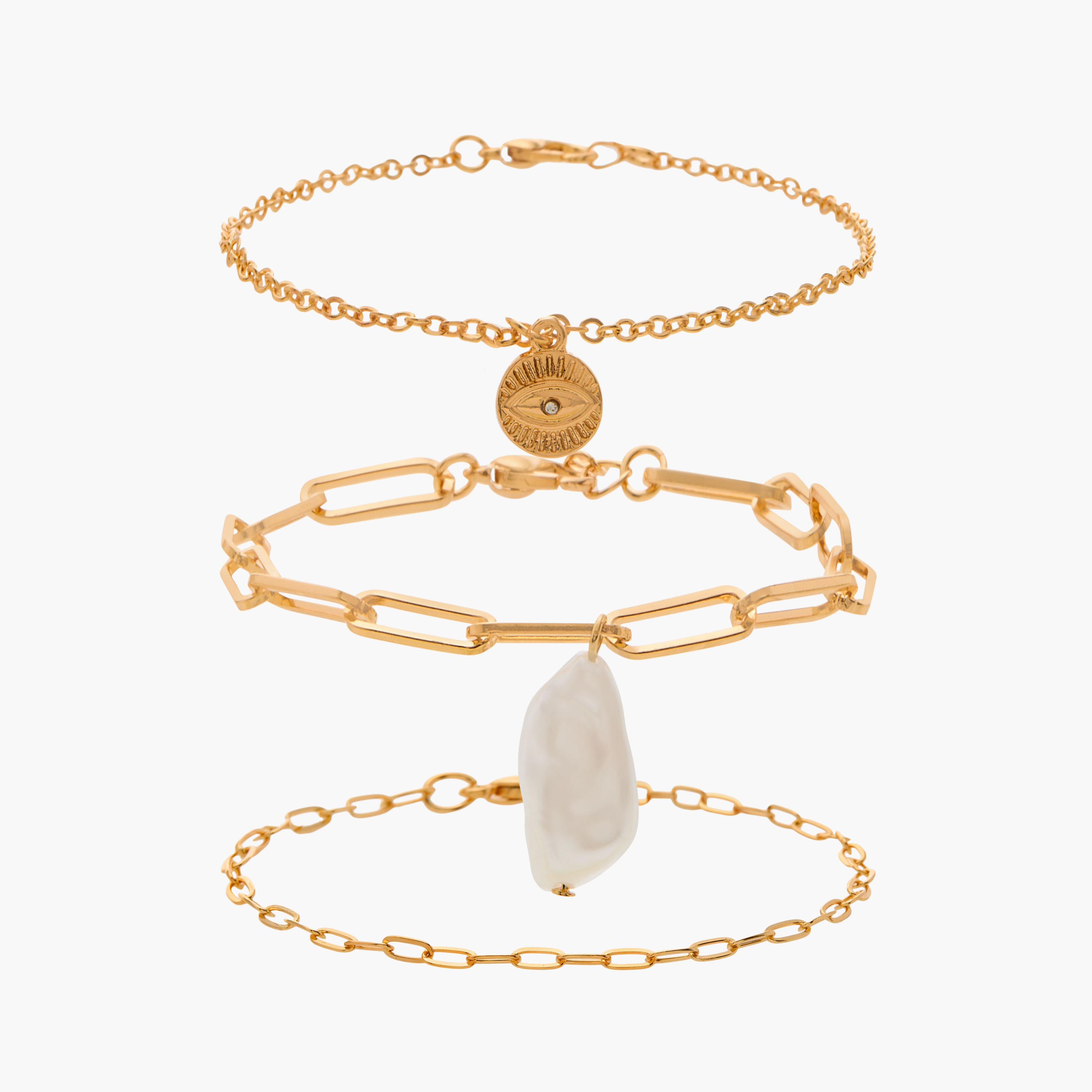 أساور متنوعة 3 قطع بمشبك إغلاق من فلورا بيلا-women-watchesandjewellery-jewellery-banglesandbracelets-image-1