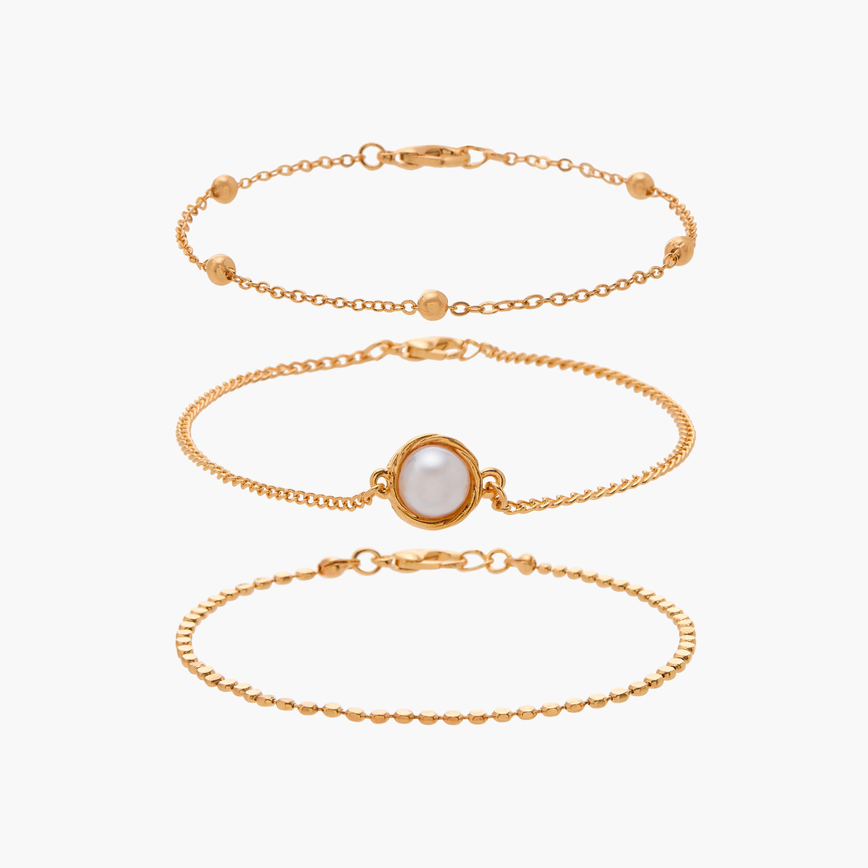 أساور متنوعة 3 قطع بمشبك إغلاق من فلورا بيلا-women-watchesandjewellery-jewellery-banglesandbracelets-image-1
