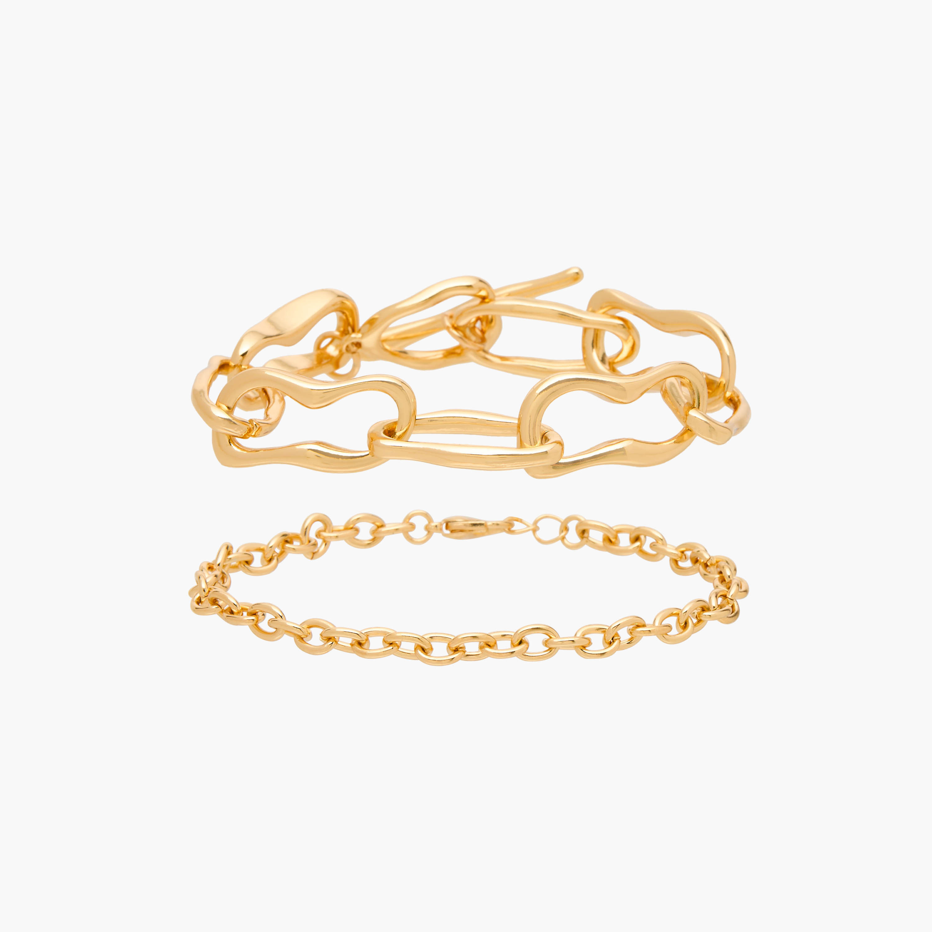 Flora Bella Metallic Chain Bracelet - Set of 2-women-watchesandjewellery-jewellery-banglesandbracelets-image-1