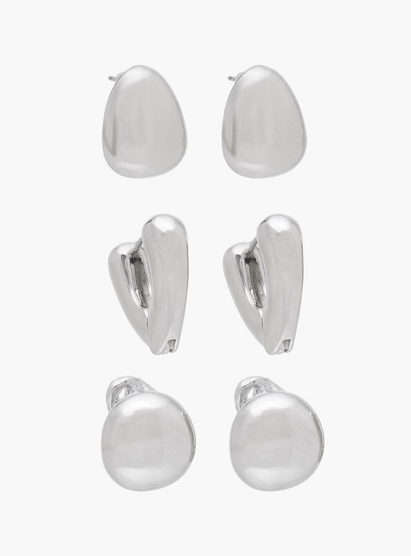 مجموعة أقراط معدنية من فلورا بيلا عدد 3-women-watchesandjewellery-jewellery-earrings-image-1