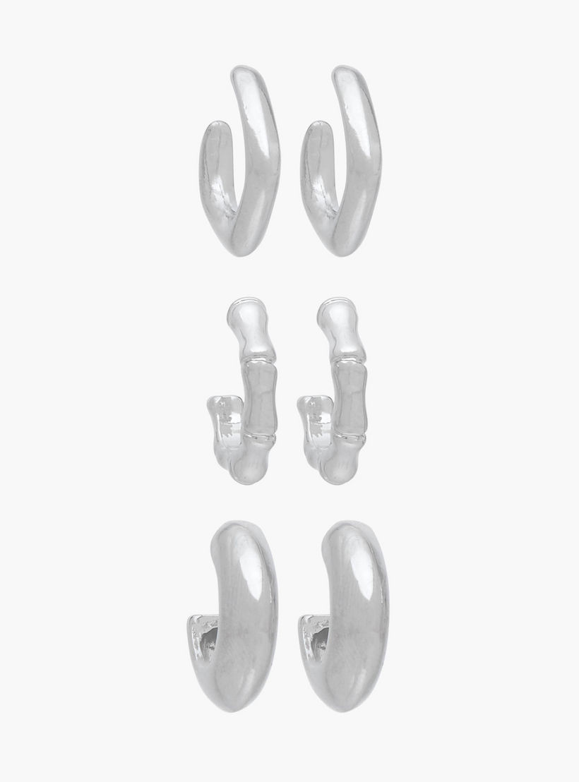 Flora Bella Metallic Earrings with Pushback Closure - Set of 3-women-watchesandjewellery-jewellery-earrings-image-1