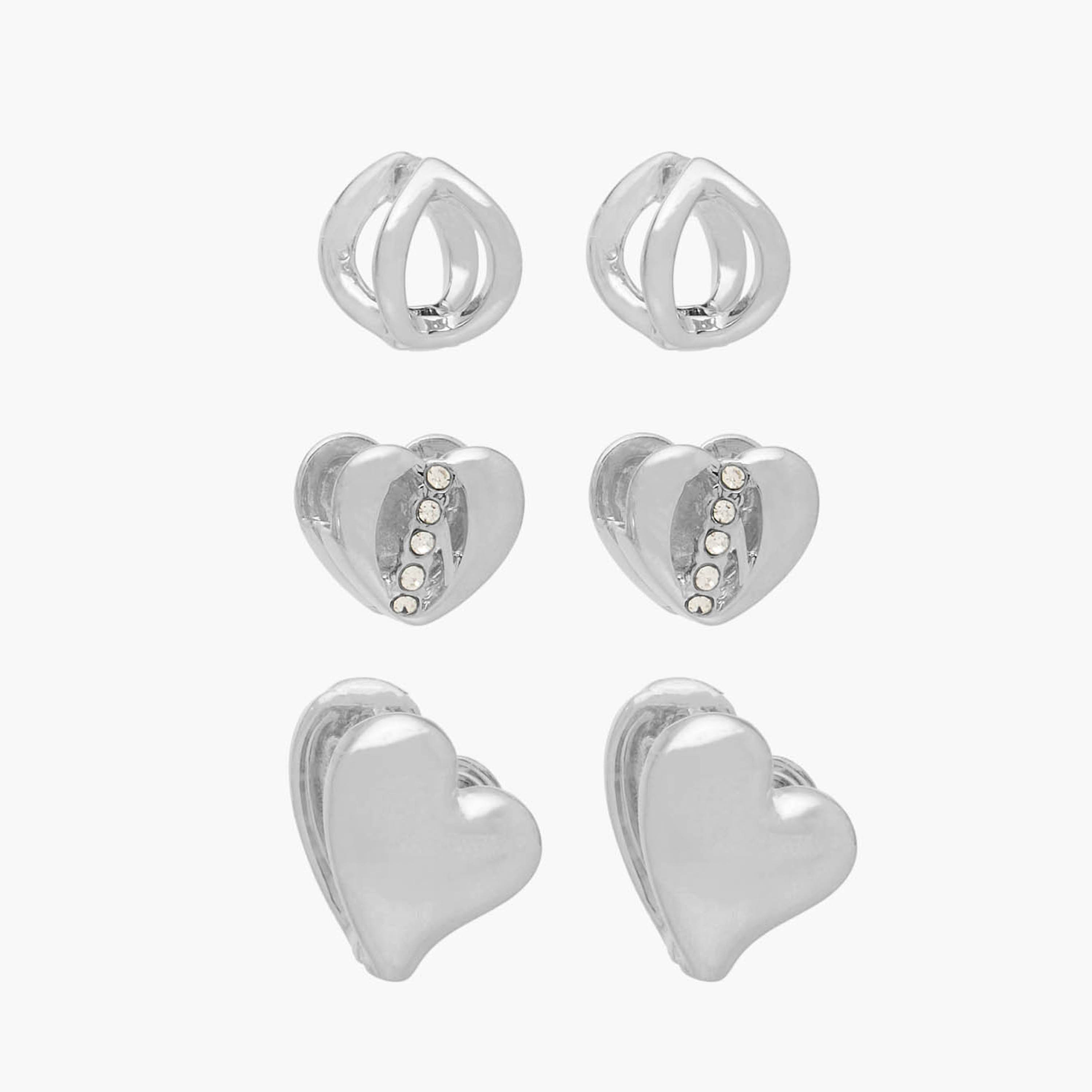 مجموعة أقراط معدنية على شكل قلب من فلورا بيلا عدد 3-women-watchesandjewellery-jewellery-earrings-image-1