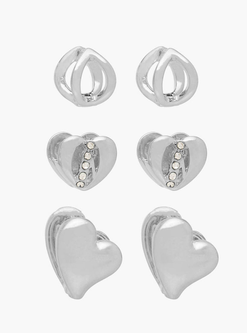 مجموعة أقراط معدنية على شكل قلب من فلورا بيلا عدد 3-women-watchesandjewellery-jewellery-earrings-image-1