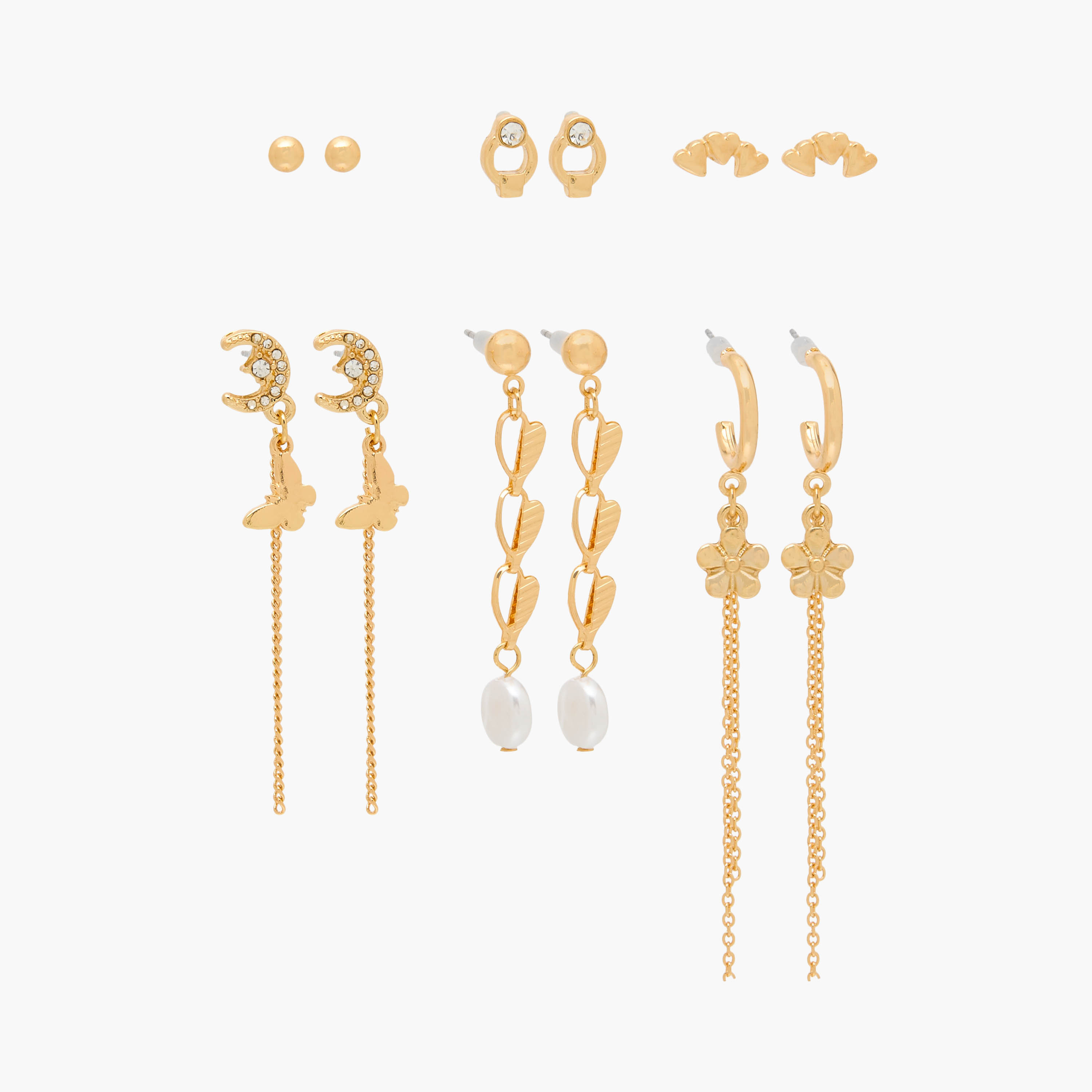 Flora Bella Assorted Earrings with Pushback Closure - Set of 6-women-watchesandjewellery-jewellery-earrings-image-1